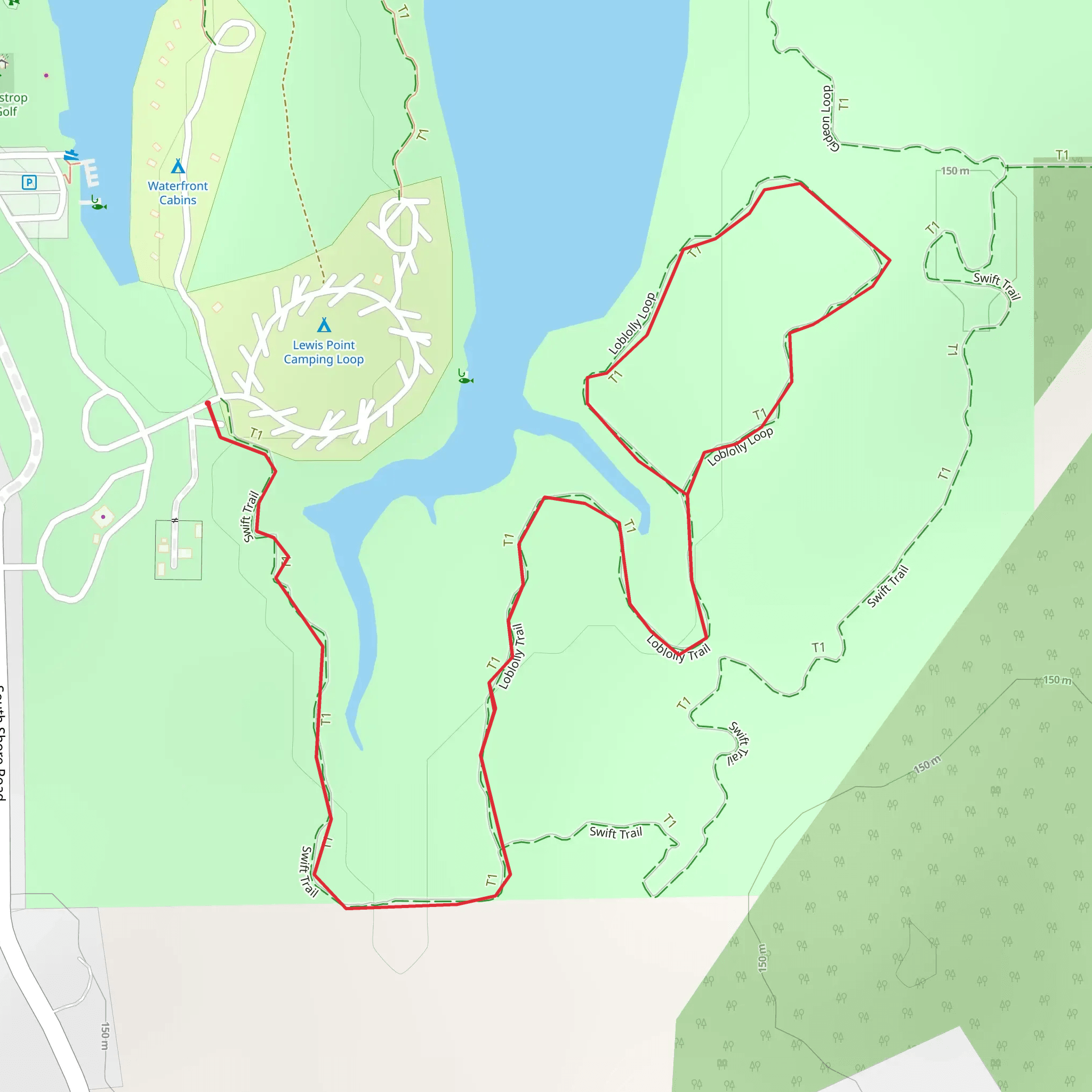 Loblolly Loop via Swift Trail mobile static map