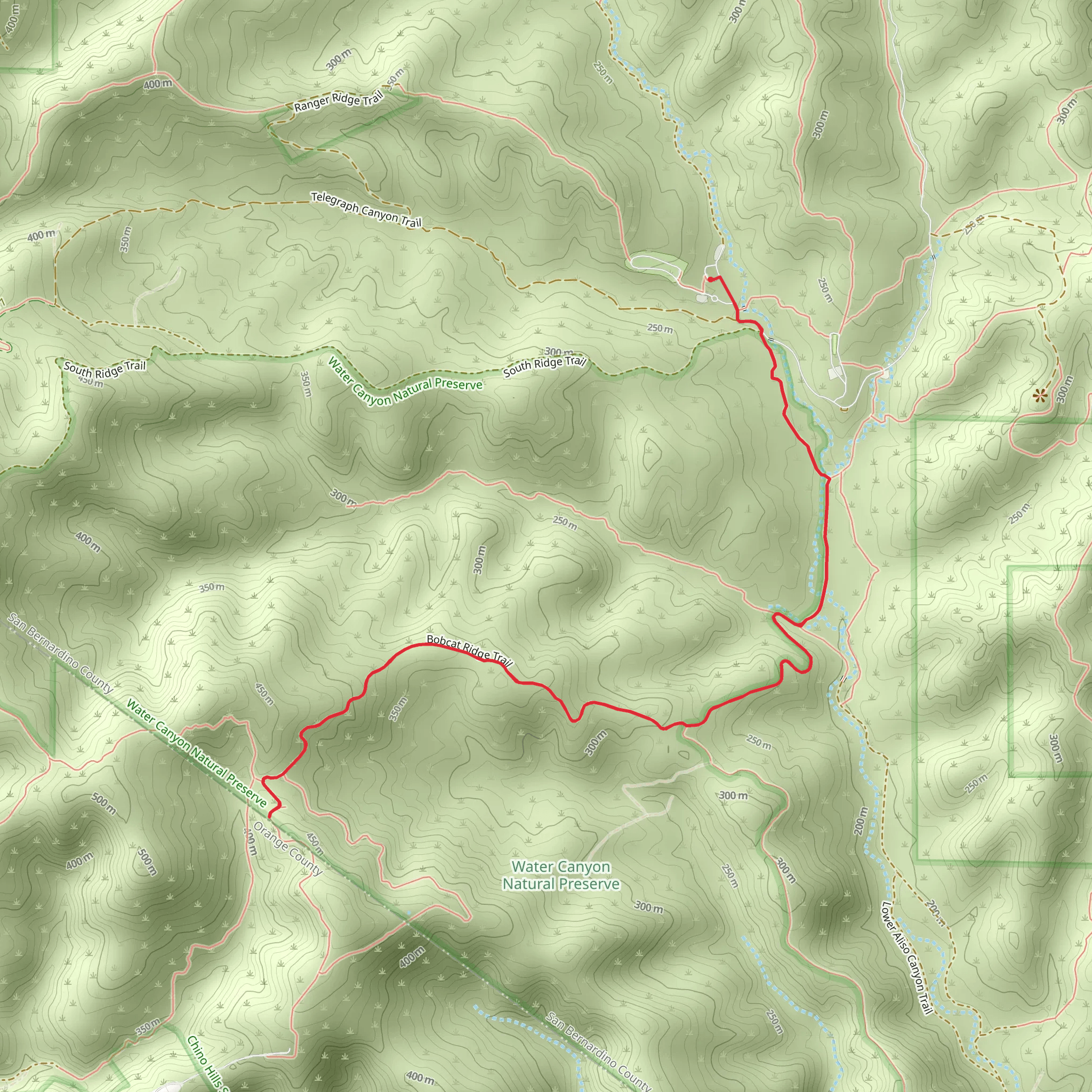 Aliso Canyon Trail snd Bobcat Ridge Trail mobile static map