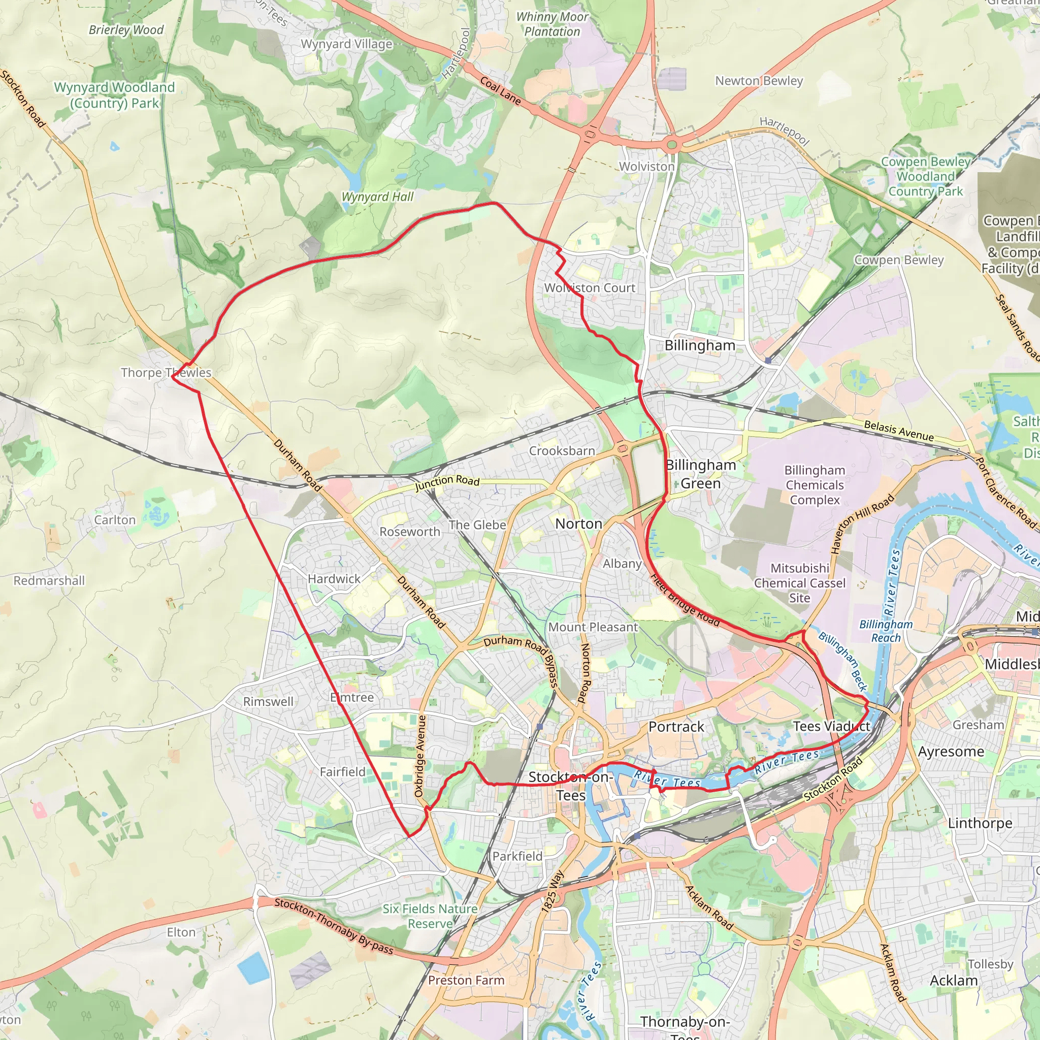 Stockton on Tees and Norton Loop mobile static map