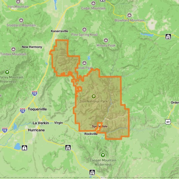 Zion National Park mobile static map