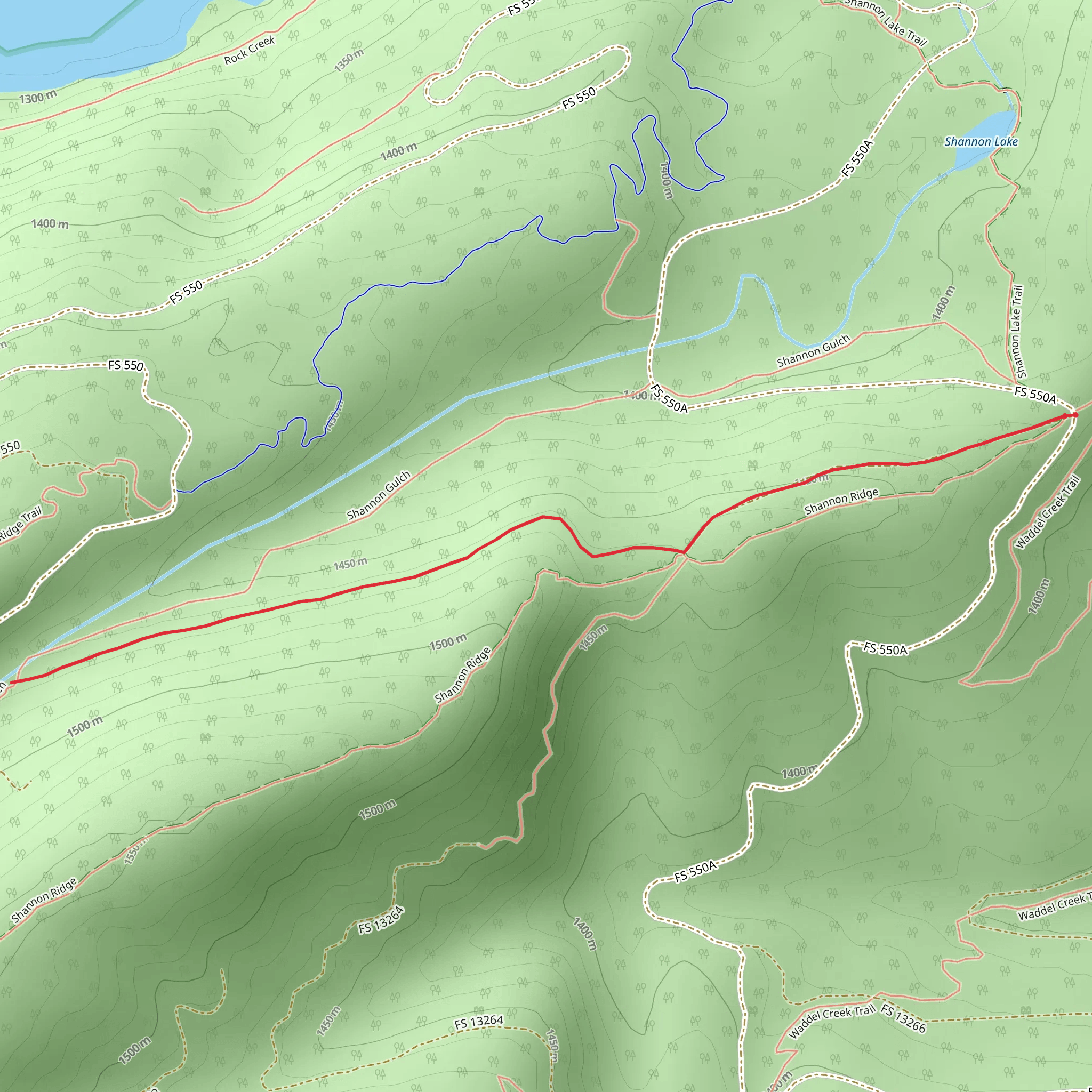 Shannon Gulch Trail mobile static map
