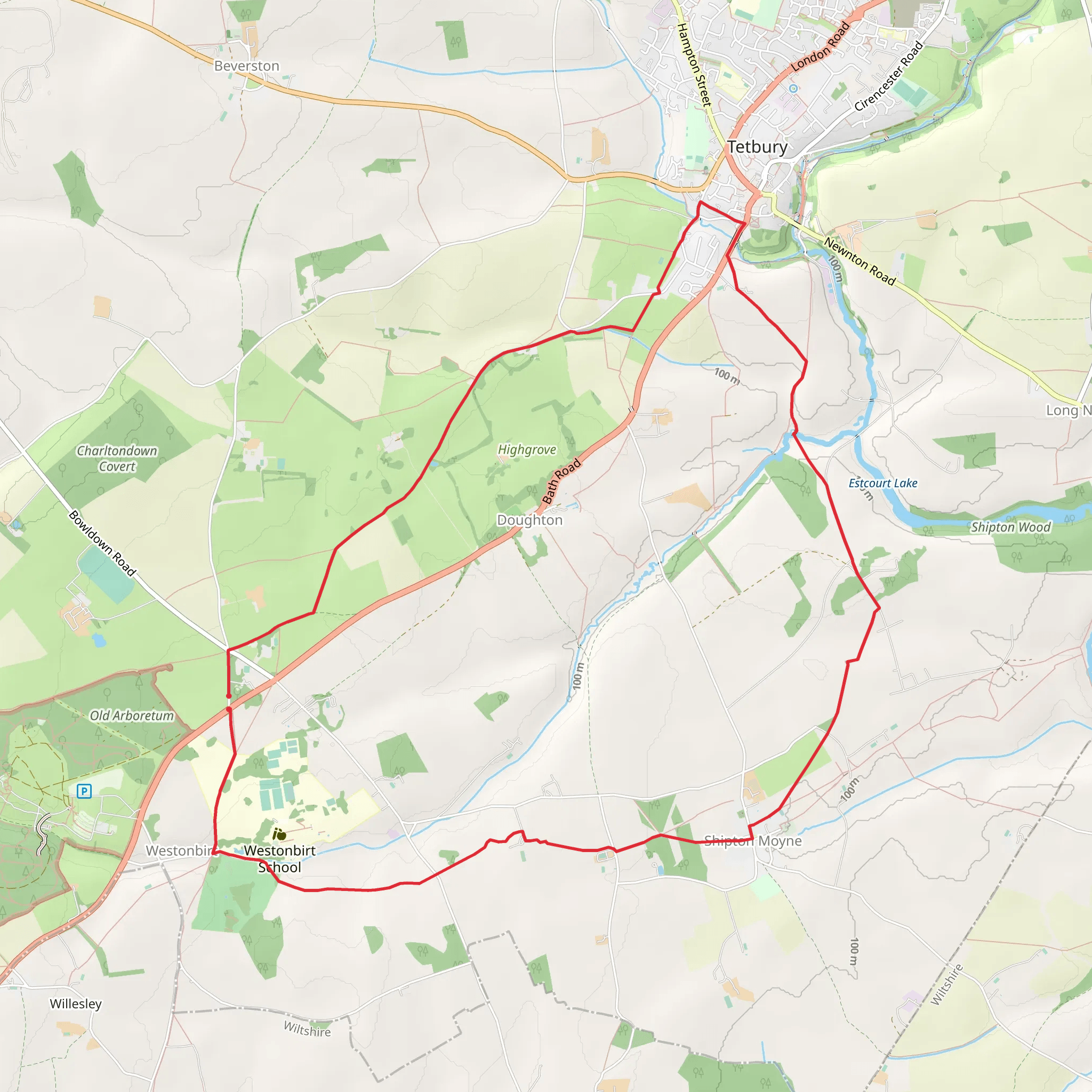 Shipton Moyne Country Park Loop mobile static map