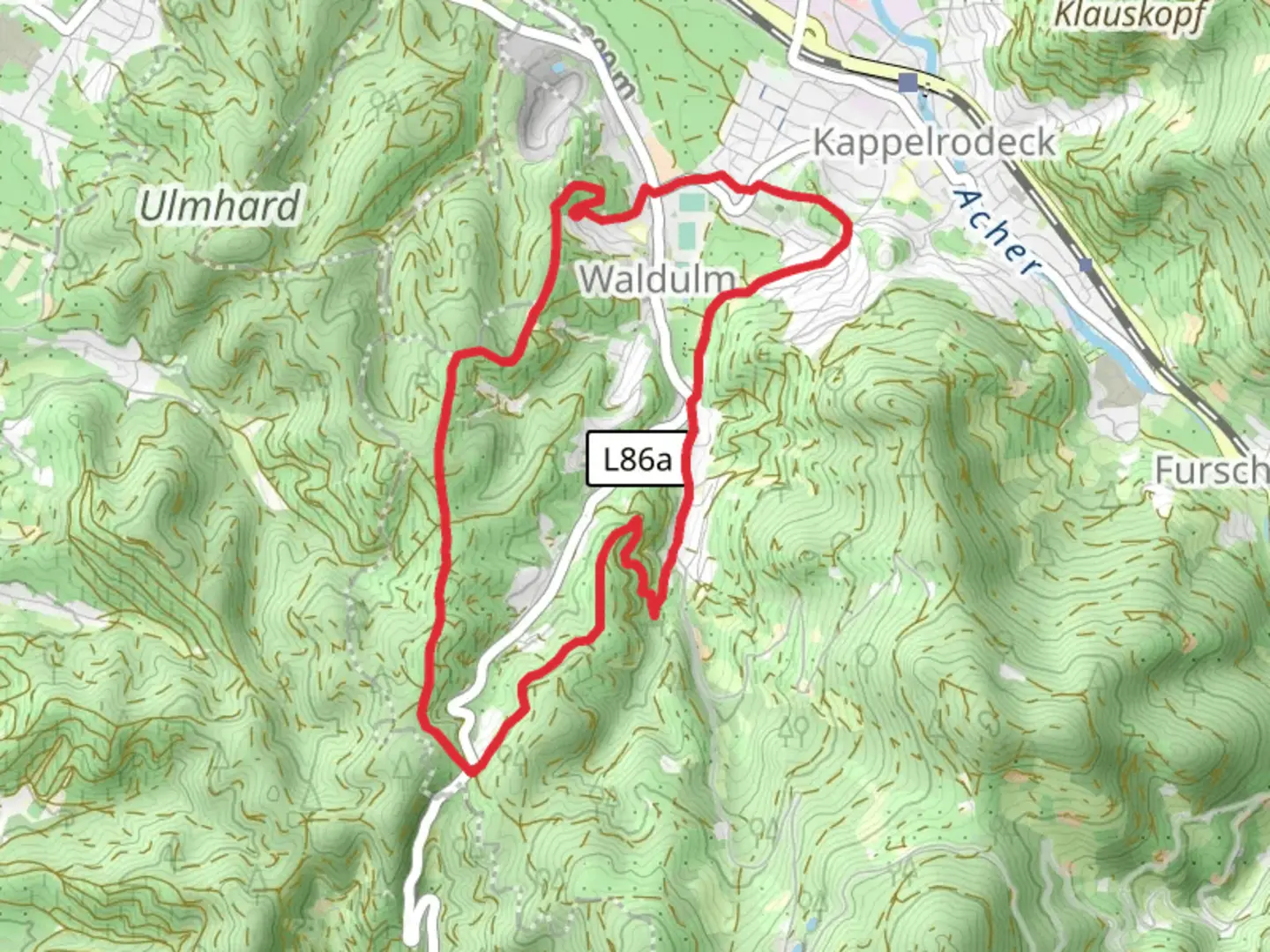 An image depicting the trail Ulmer Panoramaweg and Sieter Tal and its surrounding area.