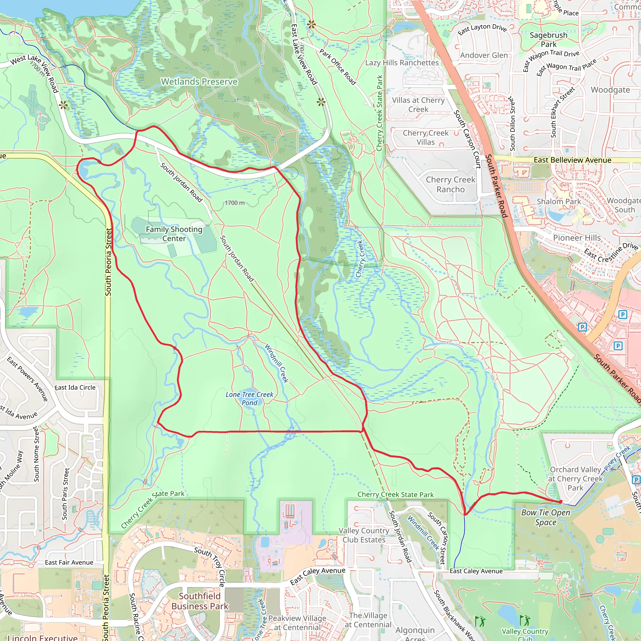 Piney Creek, Cottonwood Creek and Cherry Creek Loop Trail mobile static map