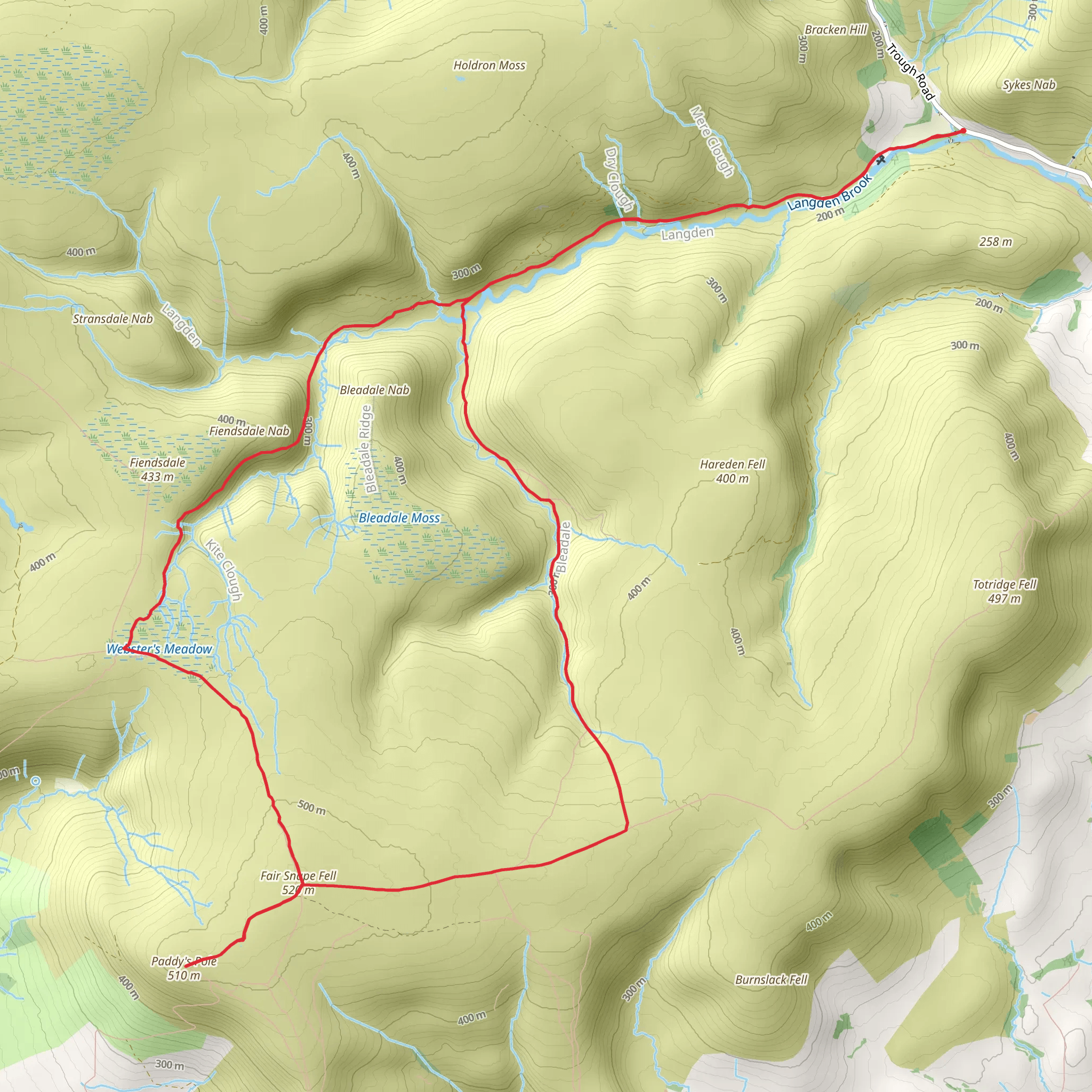 Fiensdale Head and Bleasdale Water - Forest of Bowland mobile static map