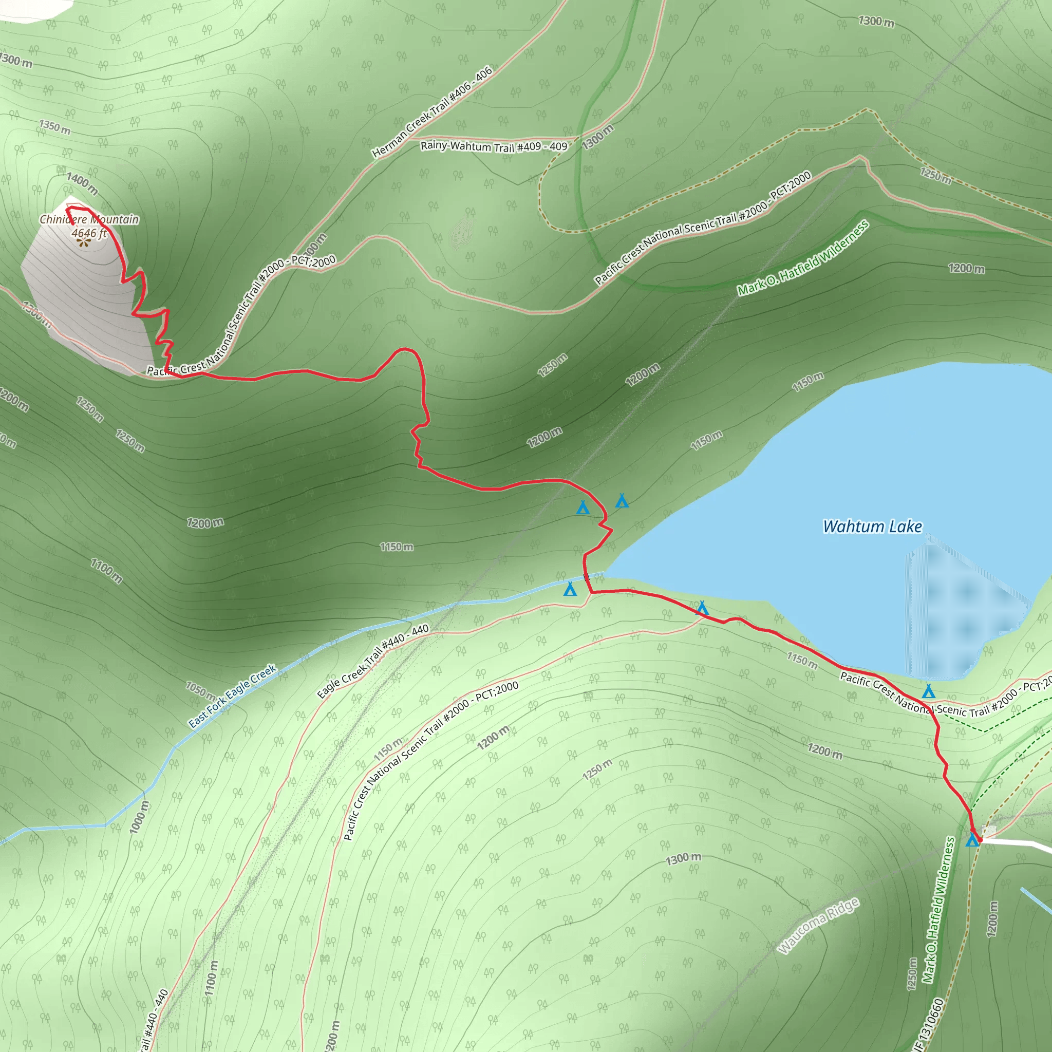Chinidere Mountain Trail Via Pacific Crest National Scenic Trail mobile static map