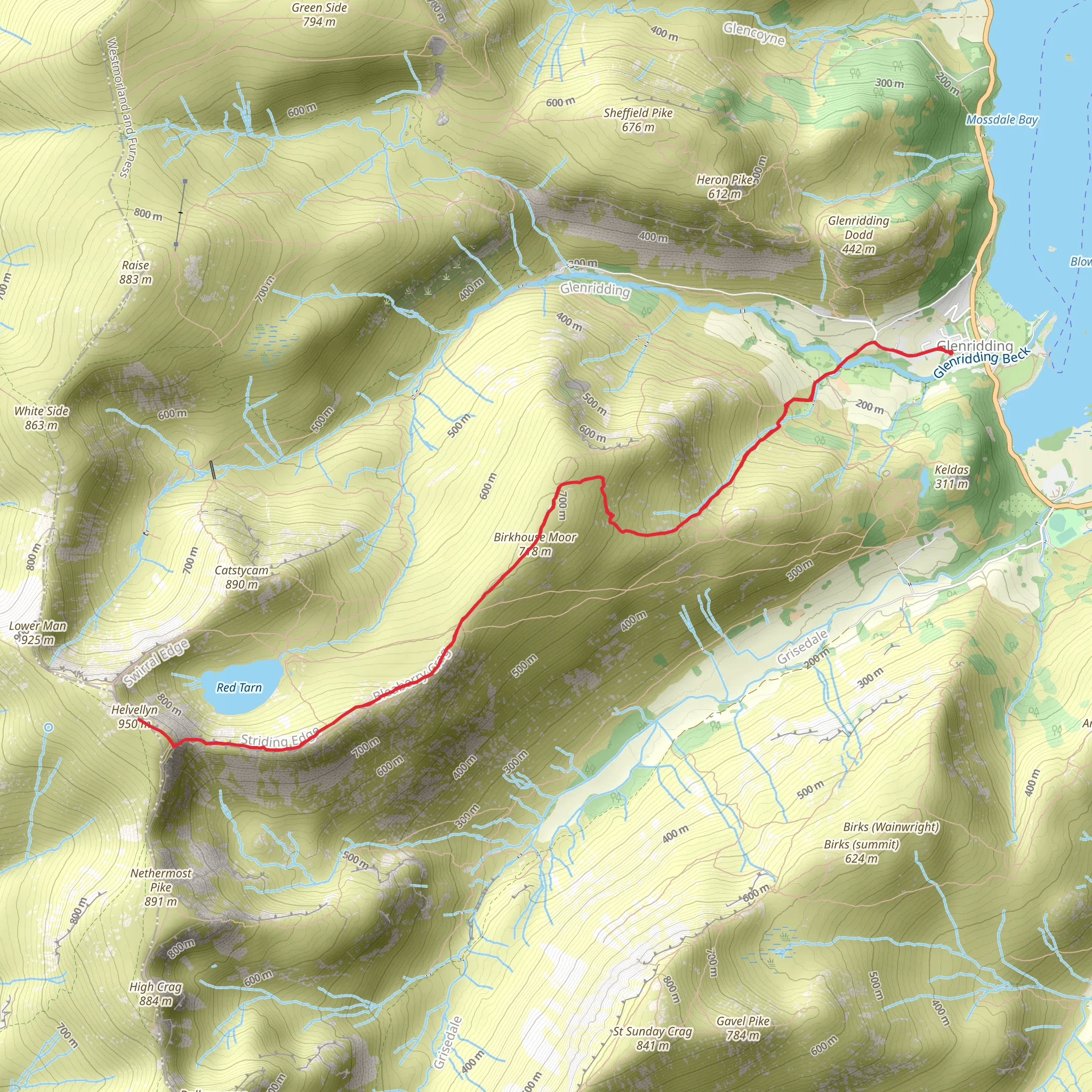 Helvellyn from Glenridding mobile static map