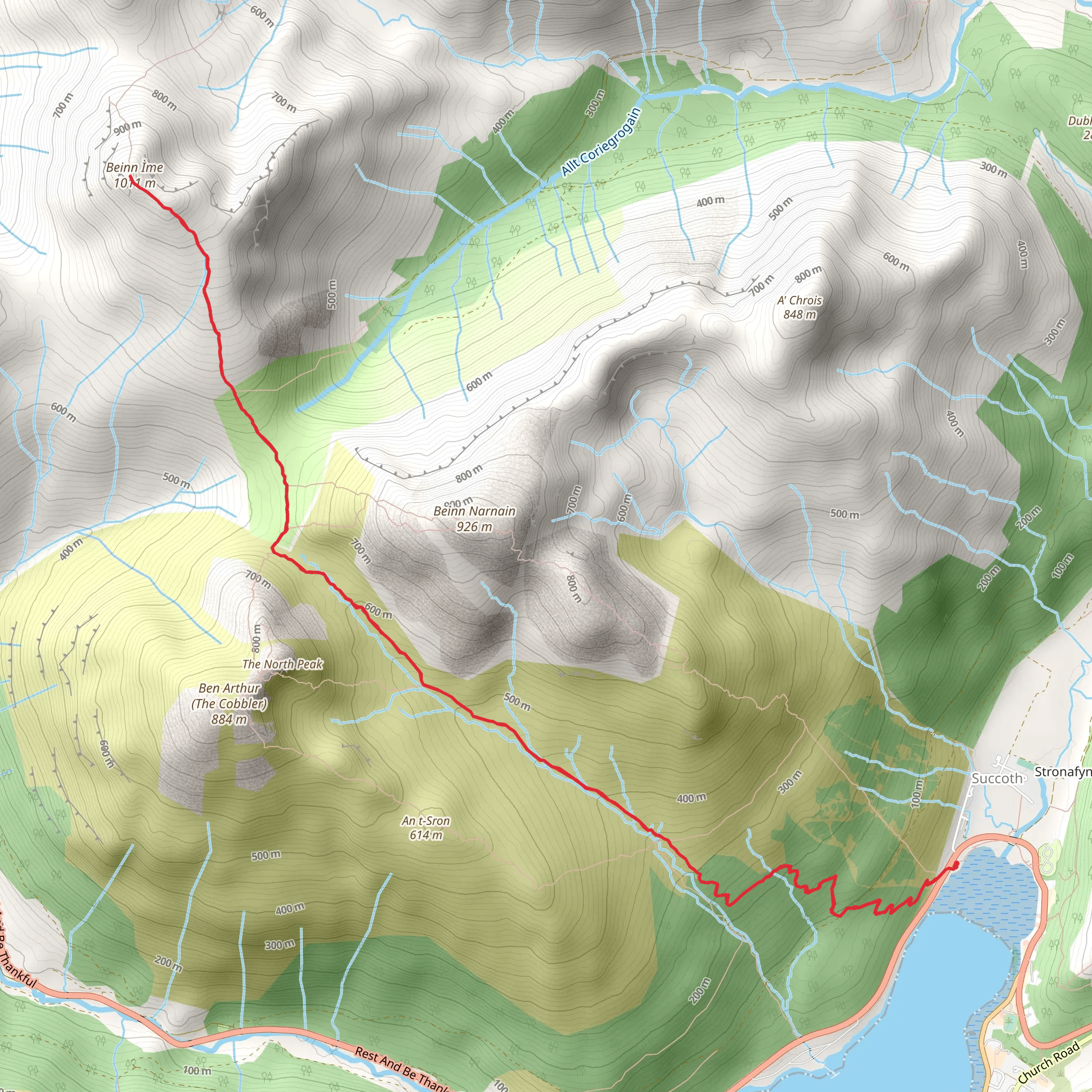 Beinn Ìme via Coire A' Bhalachain mobile static map