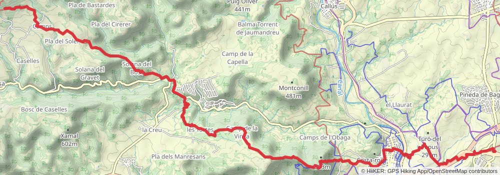 GR 3 Central Path of Catalonia stage 34 Map