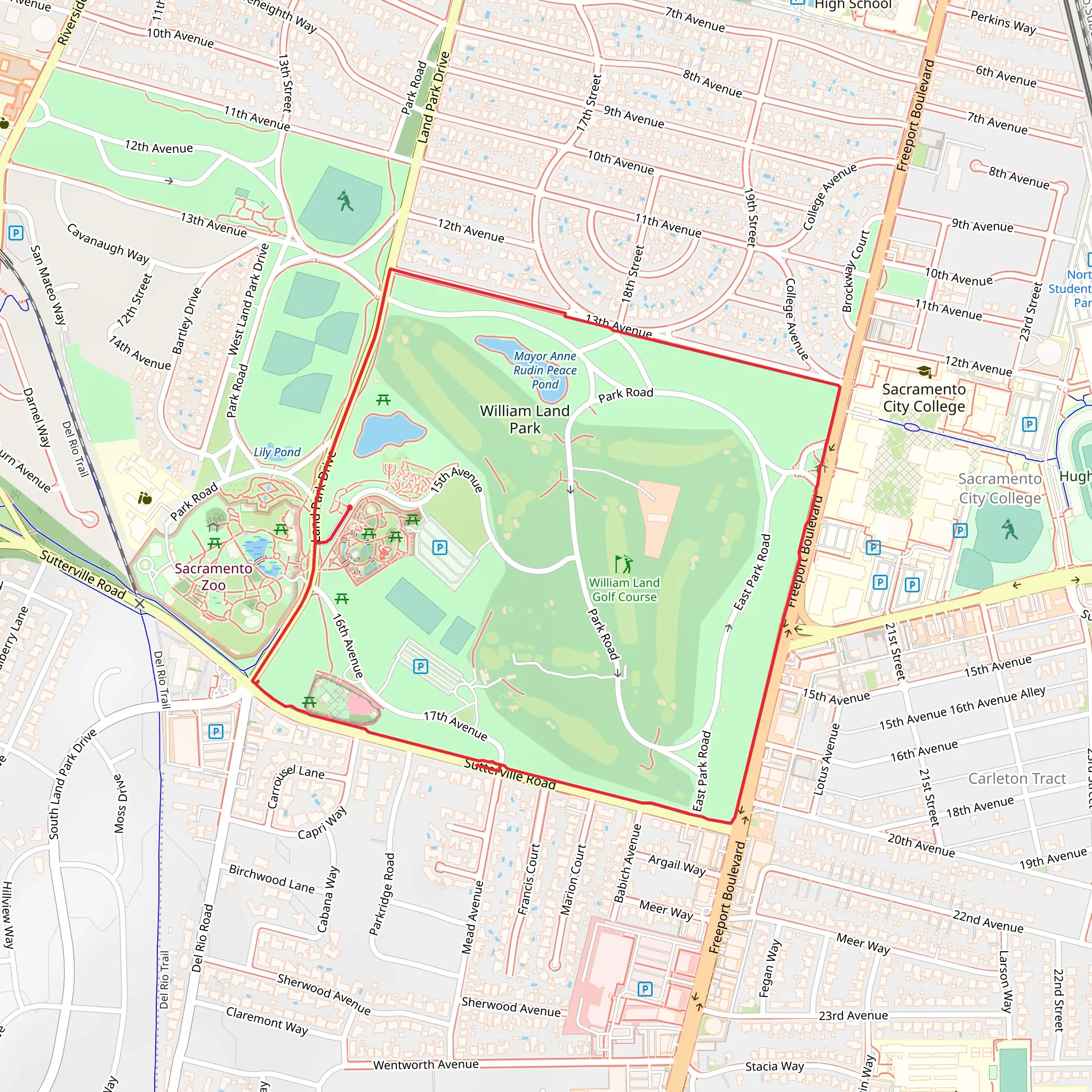 William Land Park Loop mobile static map
