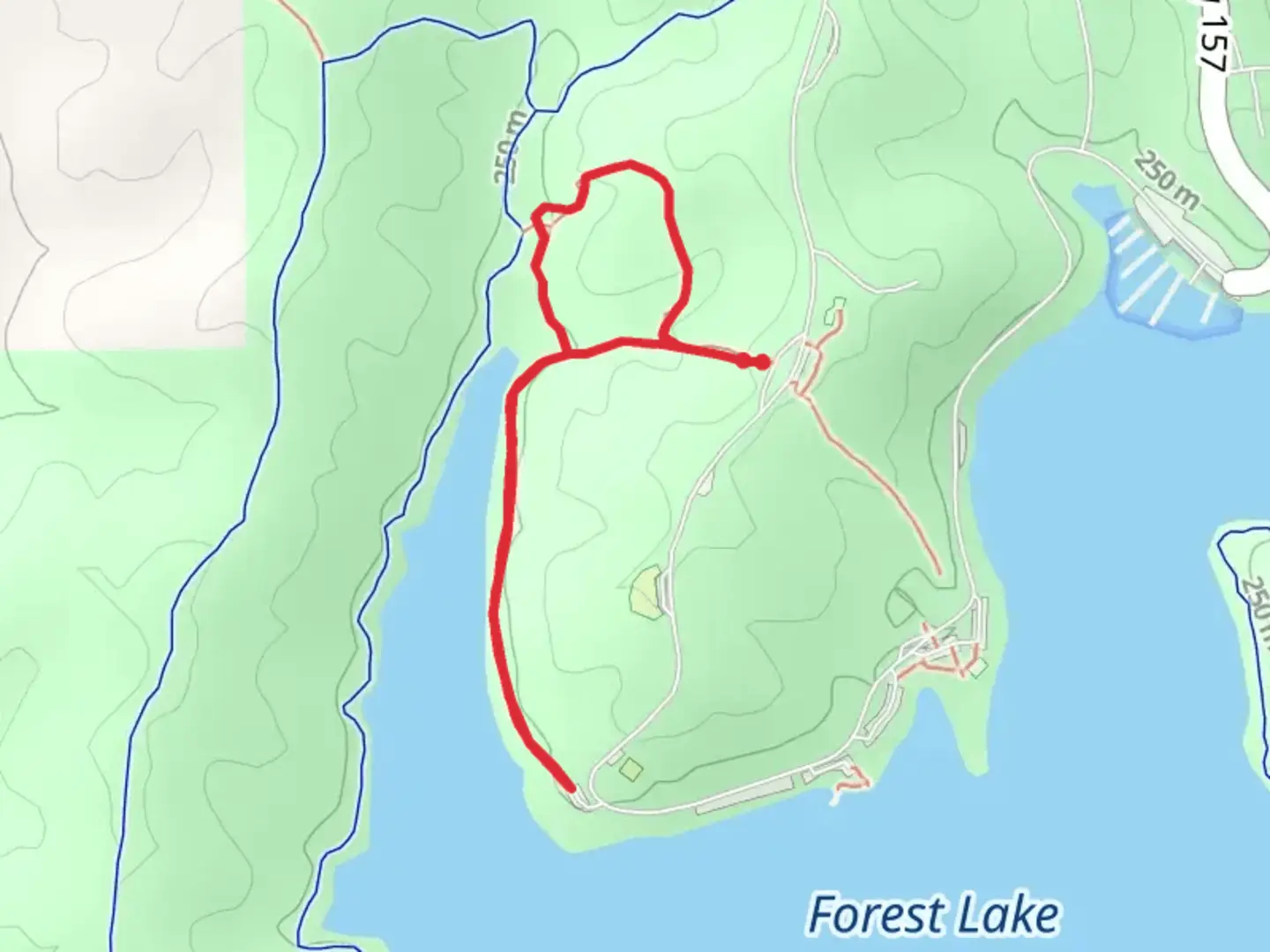 An image depicting the trail Red Bud Trail and its surrounding area.