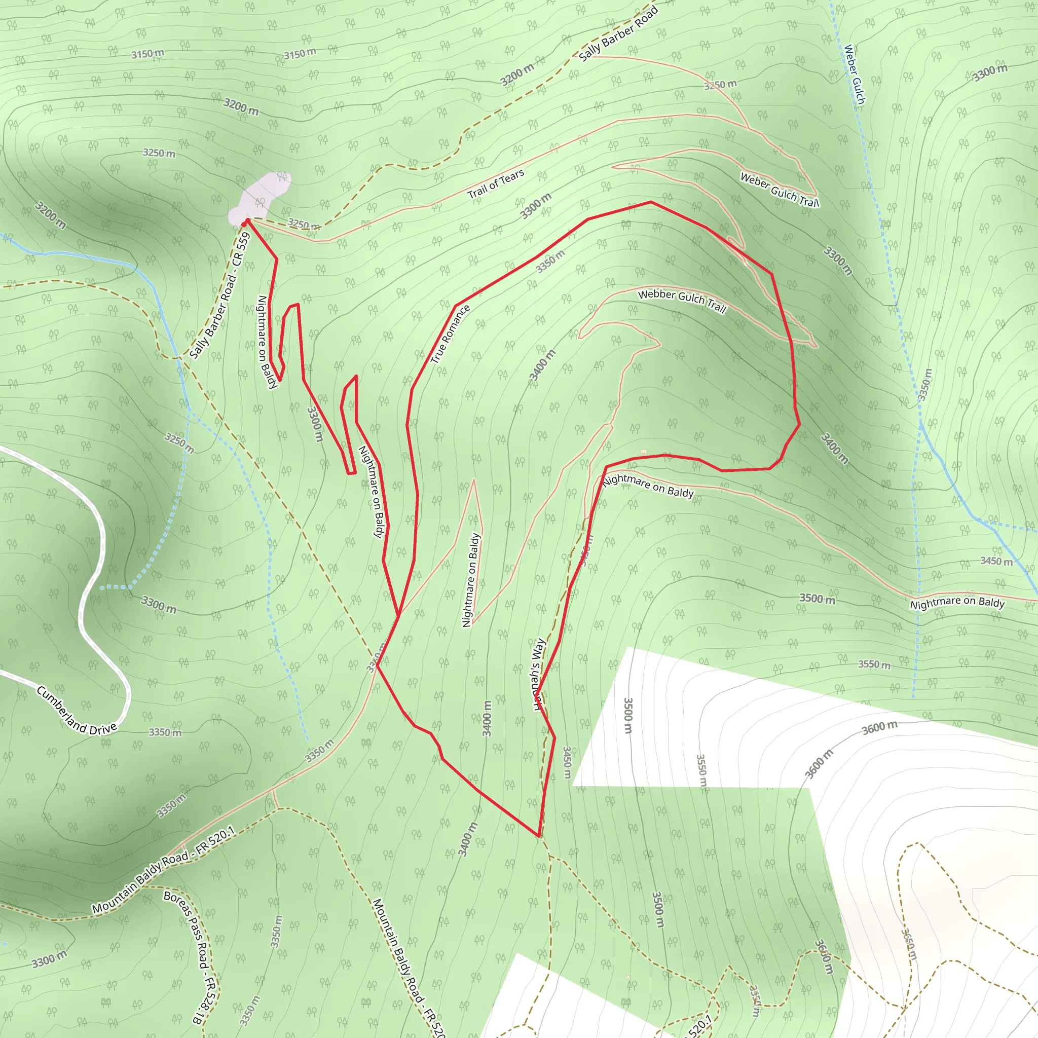 Nightmare on Baldy and True Romance Loop mobile static map