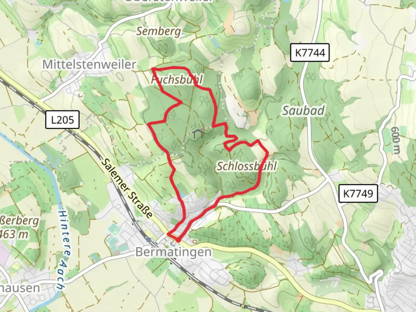 An image depicting the trail Rundweg B4 and its surrounding area.