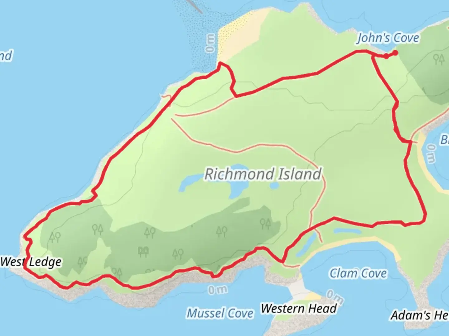 An image depicting the trail Perimeter Walking Path - Richmond Island Loop and its surrounding area.
