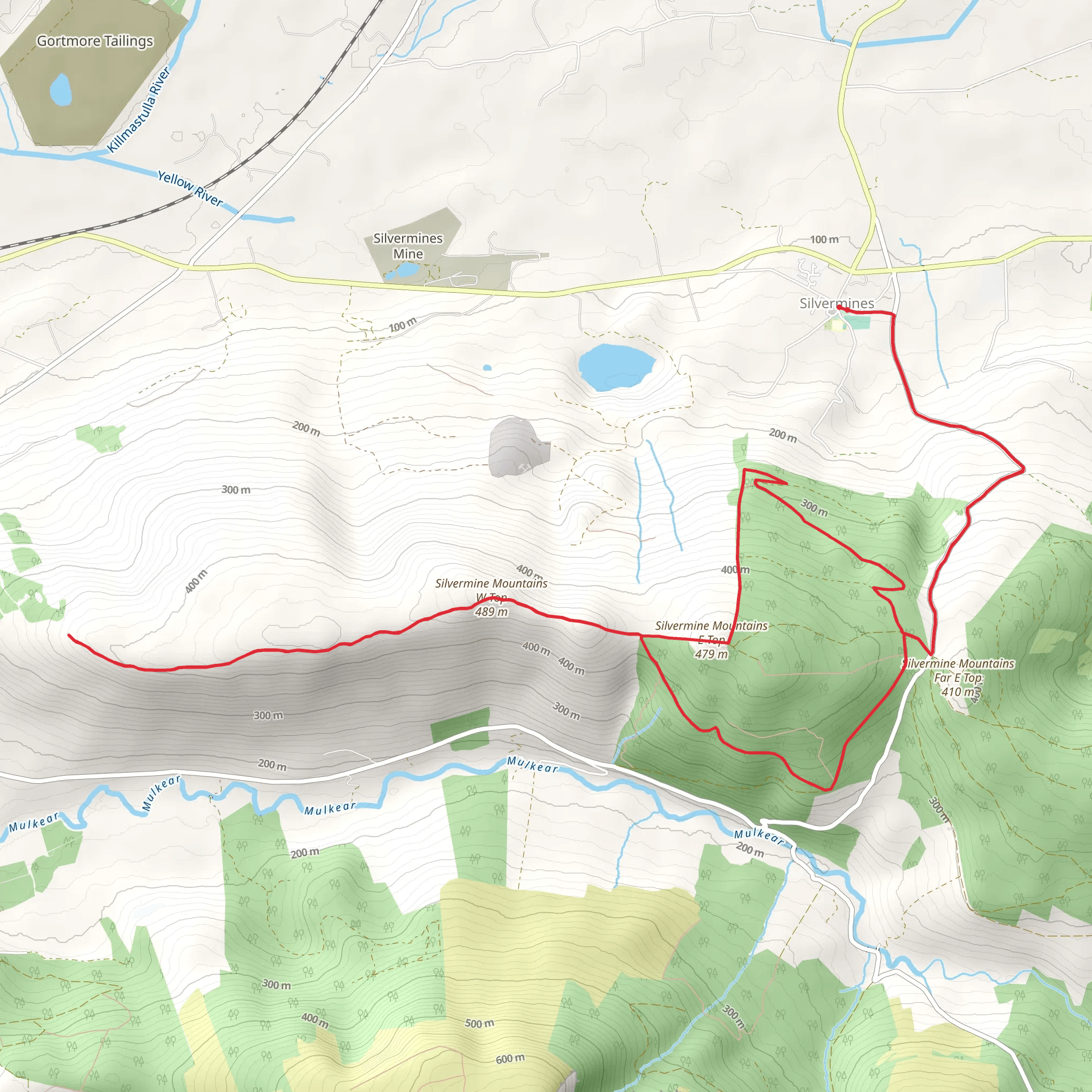 Silvermines Ridge Trail mobile static map