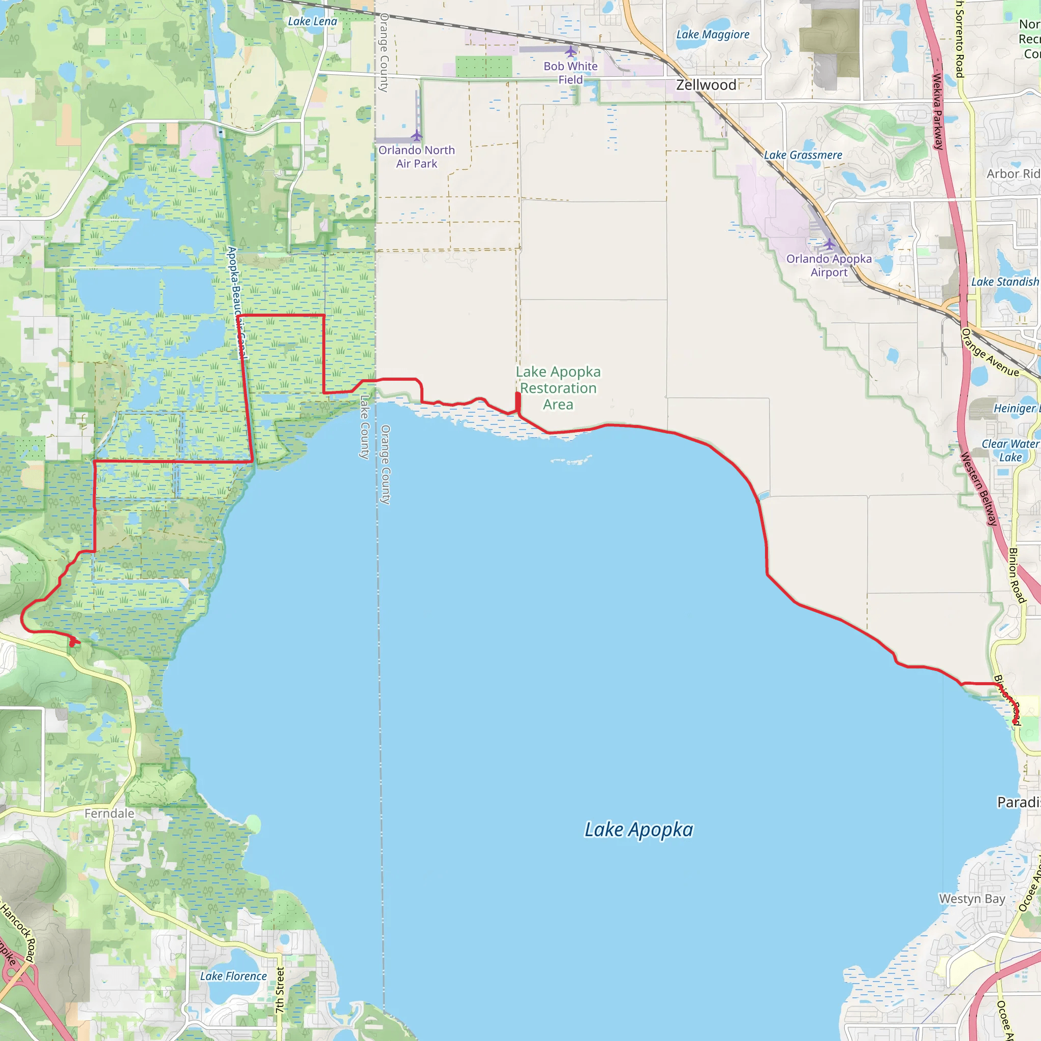 Lake Apopka Lake Trail mobile static map