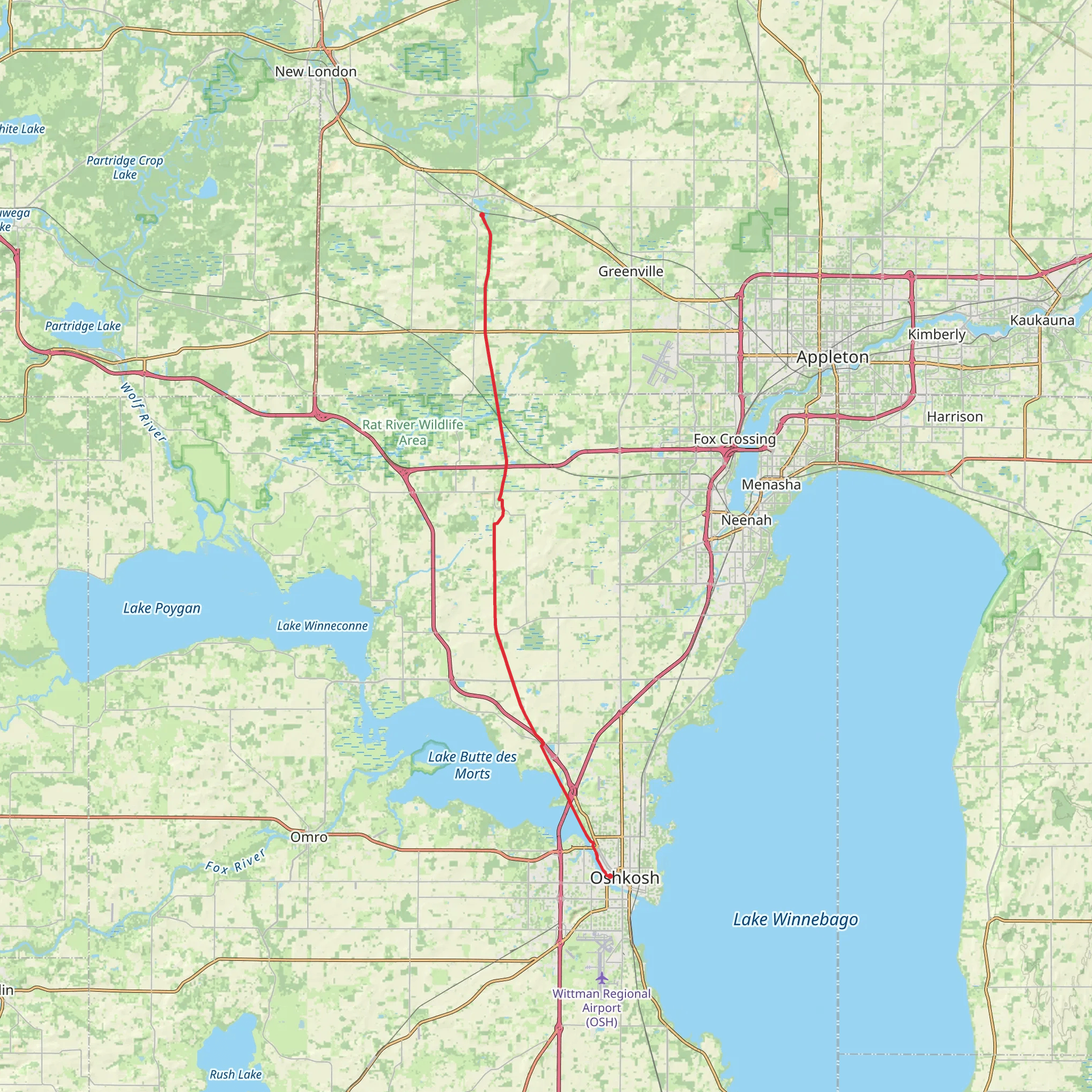 Wiouwash State Recreation Trail mobile static map