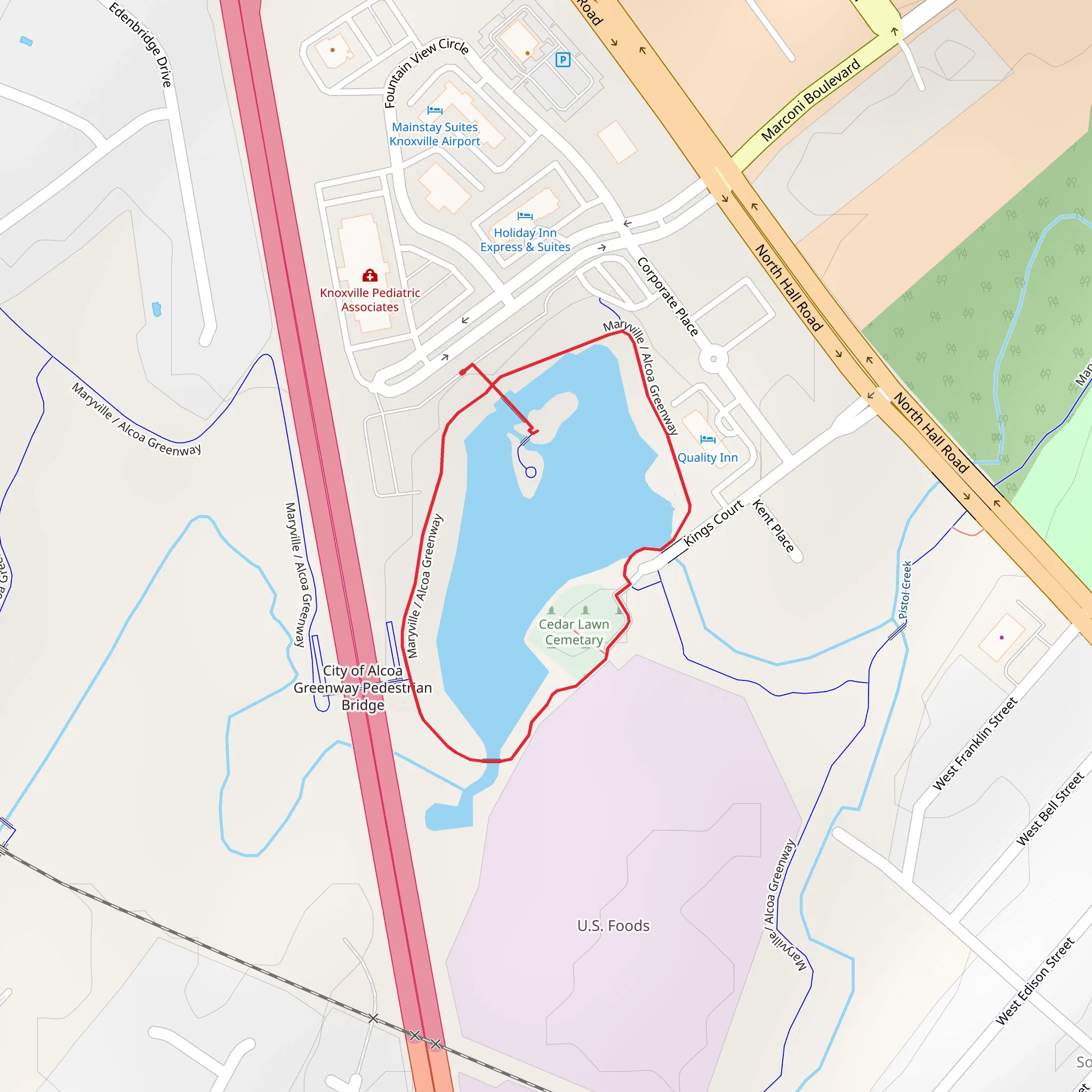 Maryville and Alcoa Greenway Loop mobile static map