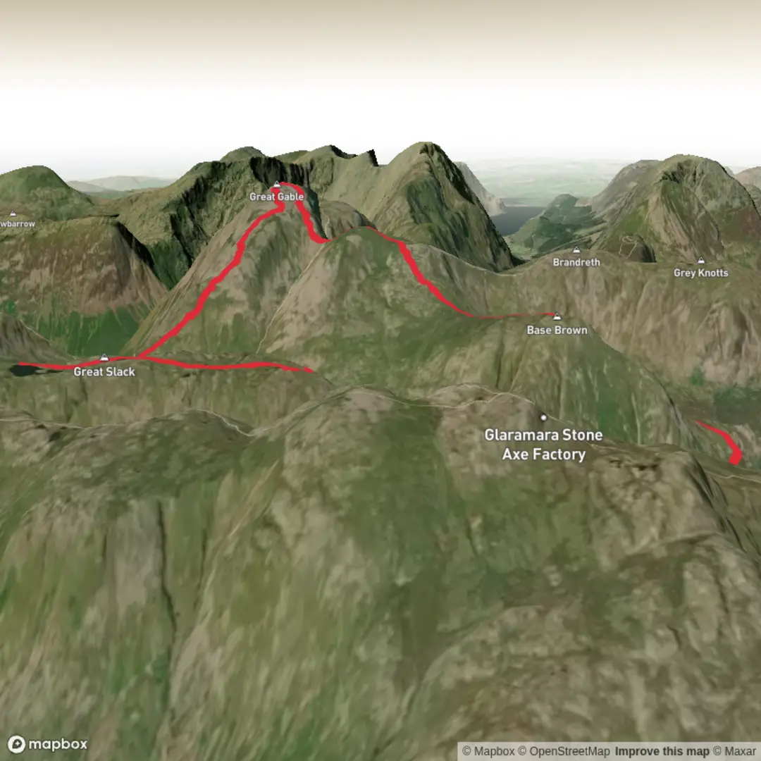 An image depicting the trail The Gables - Peak Bagging Wainwrights and its surrounding area.