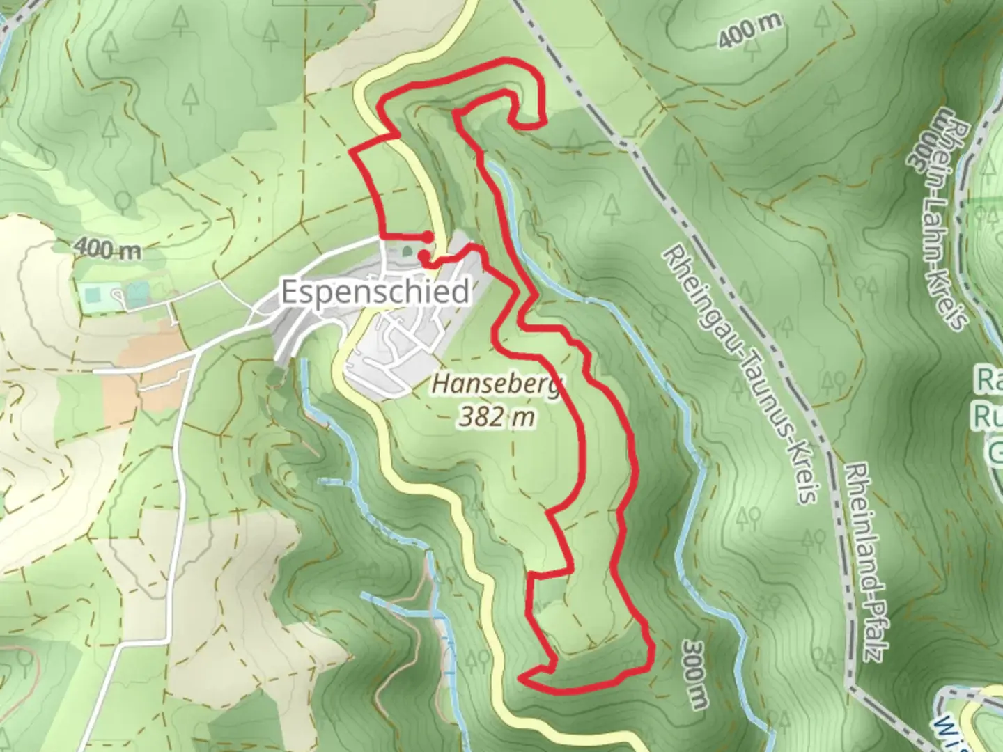 An image depicting the trail Wispertaler Kroenchen Loop and its surrounding area.