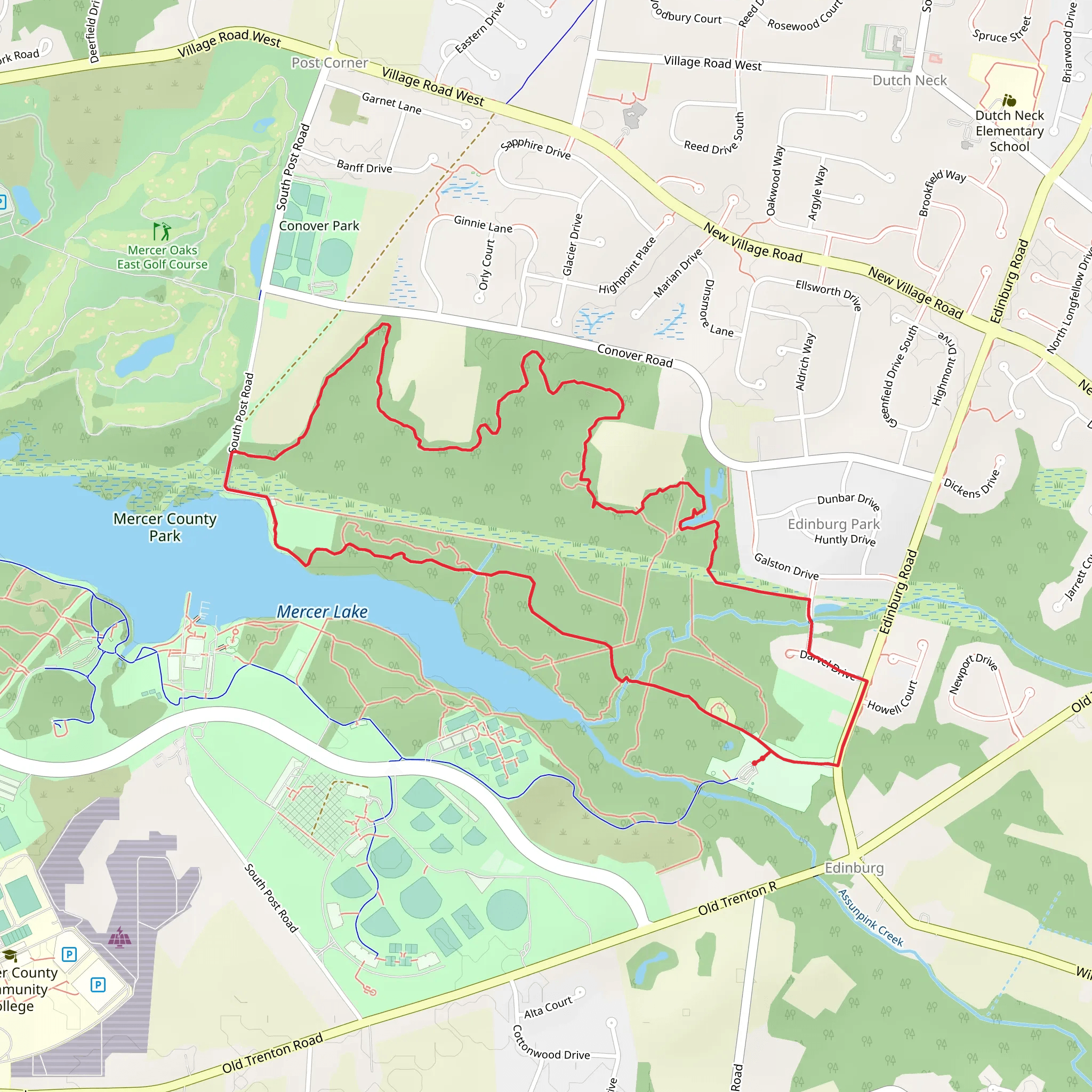 Assunpink Creek and Bridegroom Run Loop mobile static map