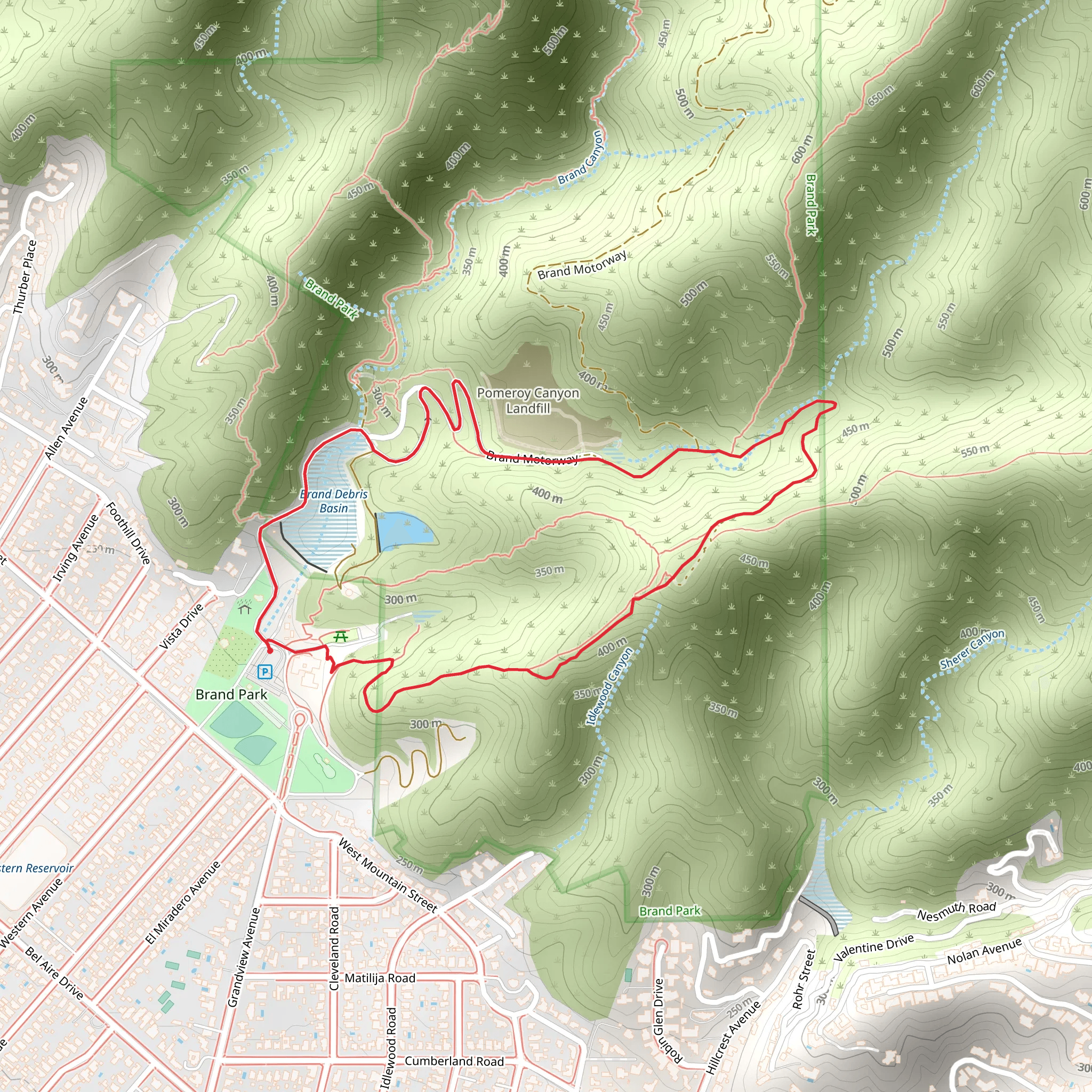 Brand Motorway and Brand Debris Basin Loop mobile static map