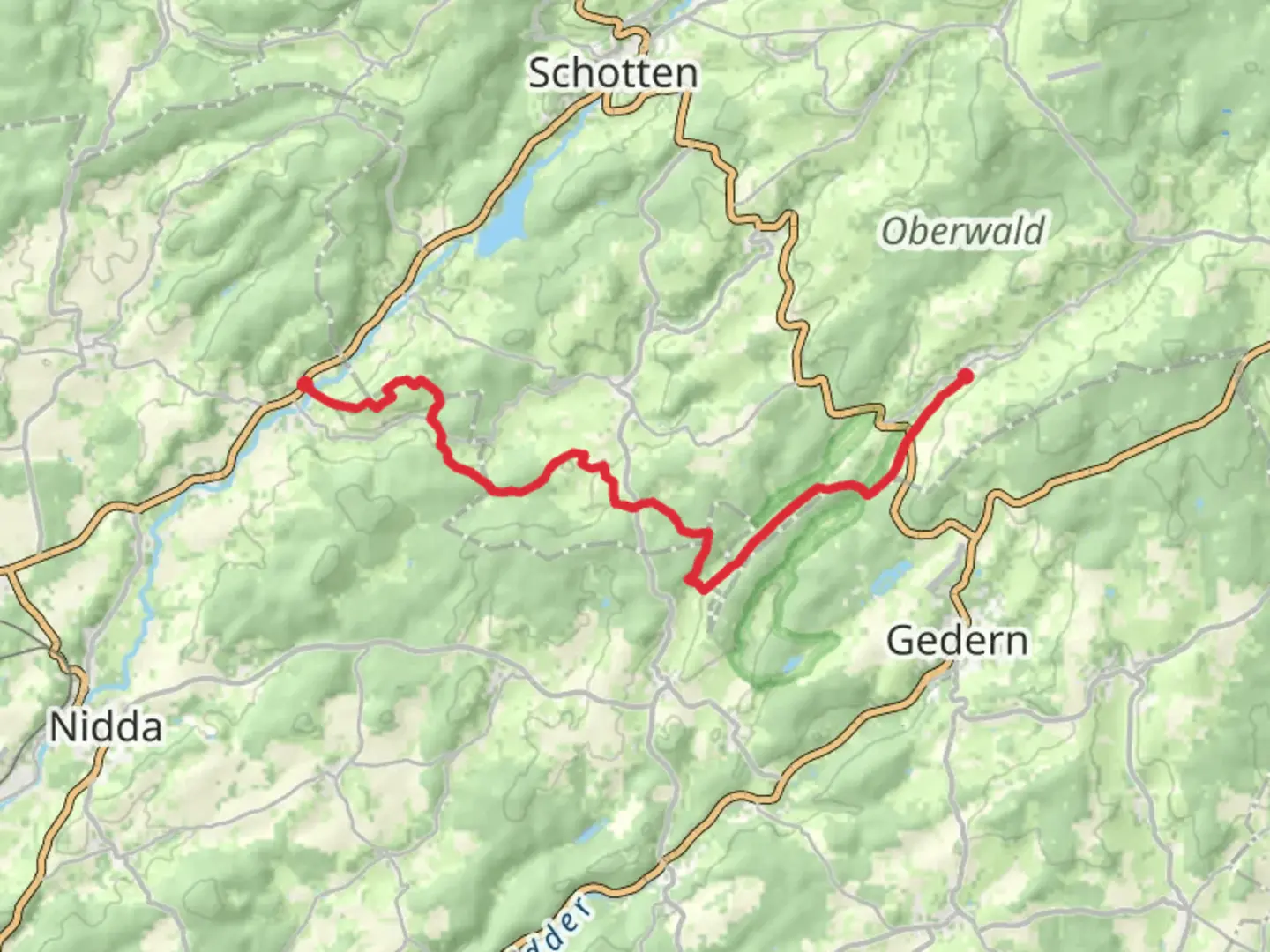 An image depicting the trail Eichelsdorf to Kolzenhain Walk and its surrounding area.