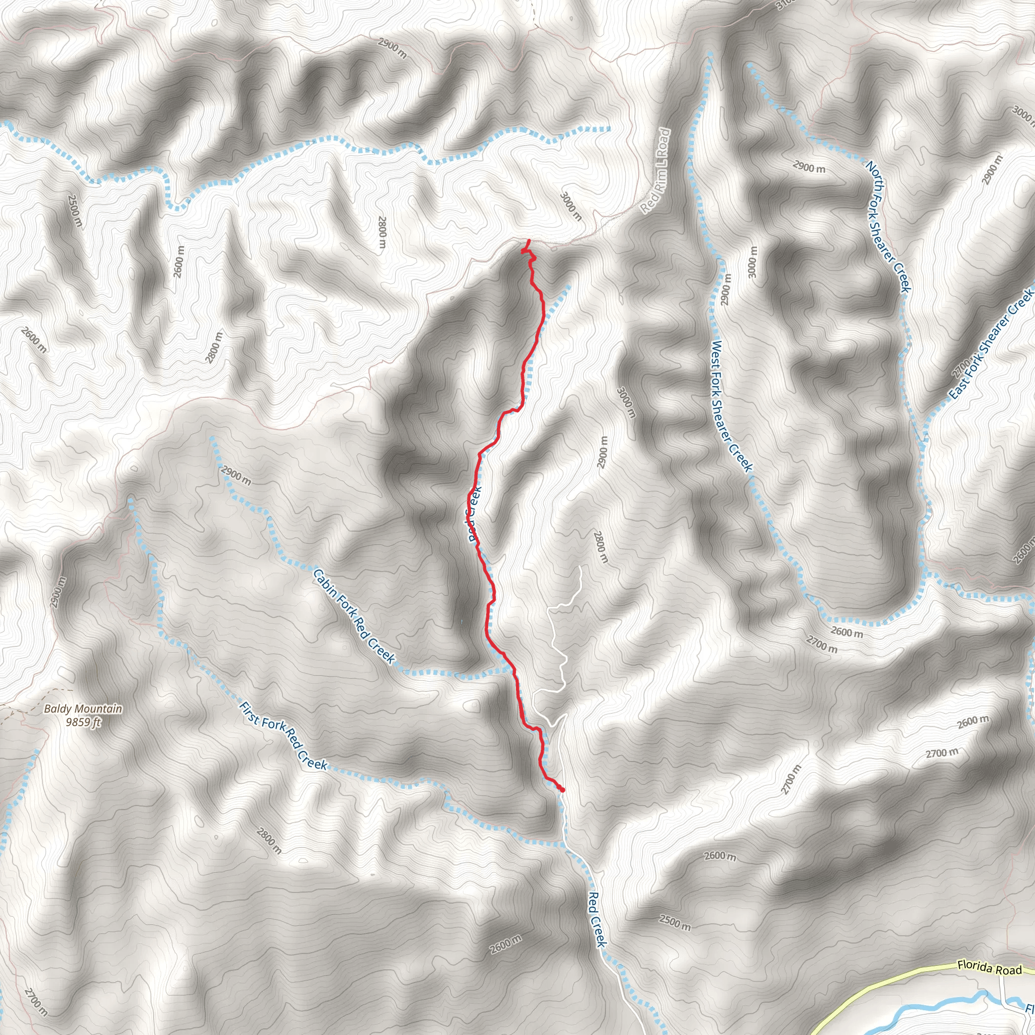 Red Creek Trail mobile static map