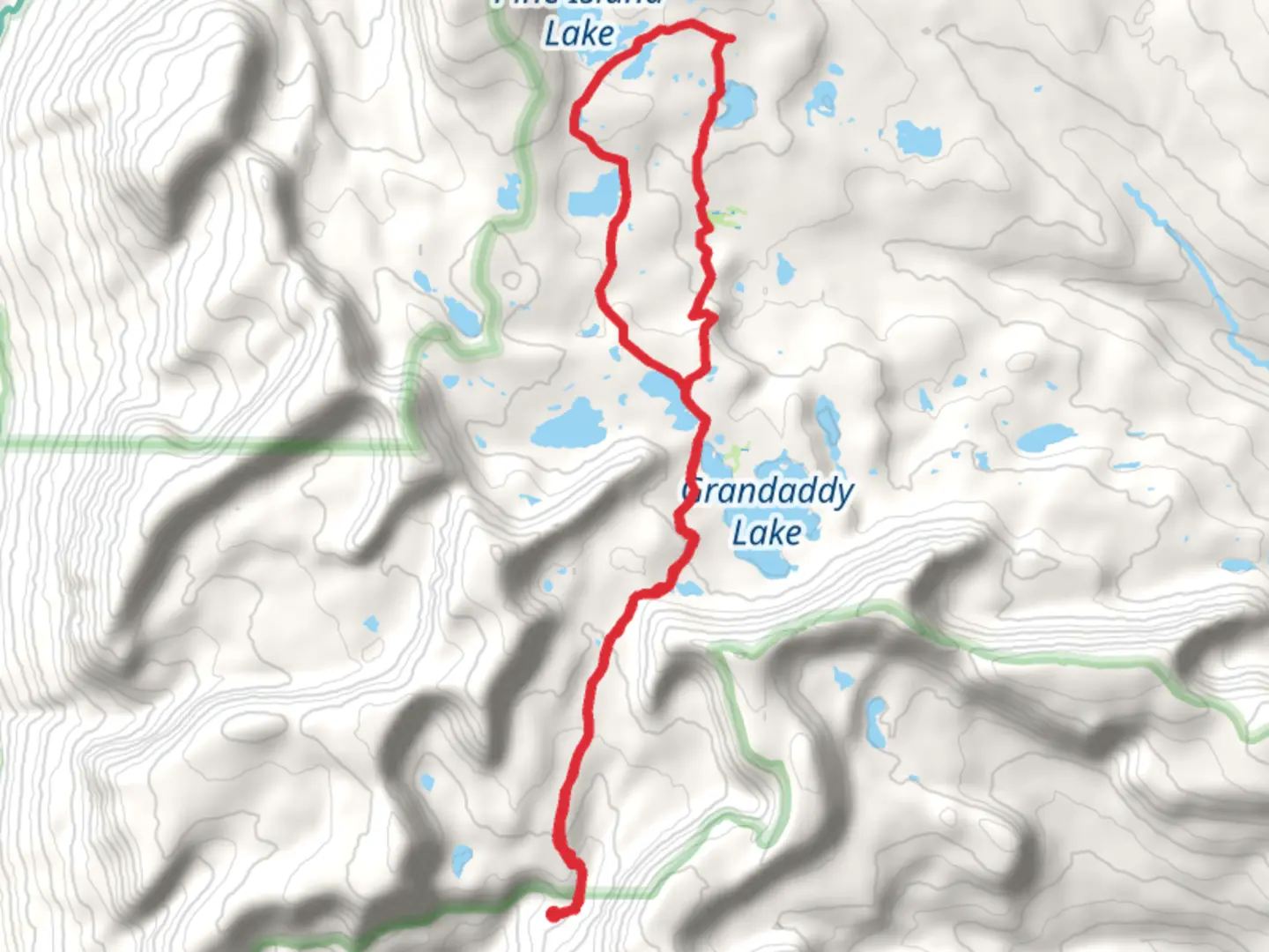 An image depicting the trail Hades Rock Sea Pass Trail and Pine Island Loop Trail and its surrounding area.