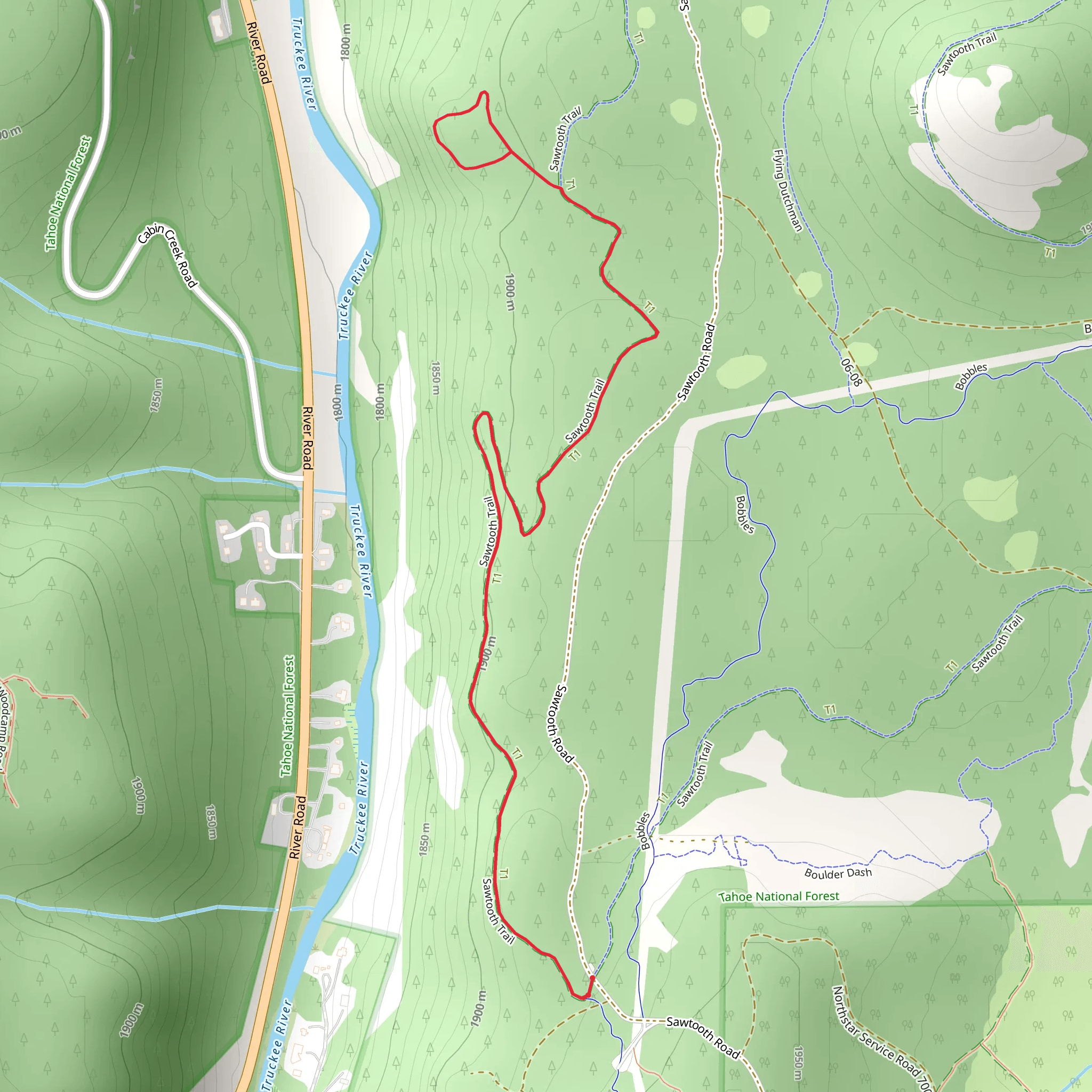 Truckee View Point via Sawtooth Trail mobile static map