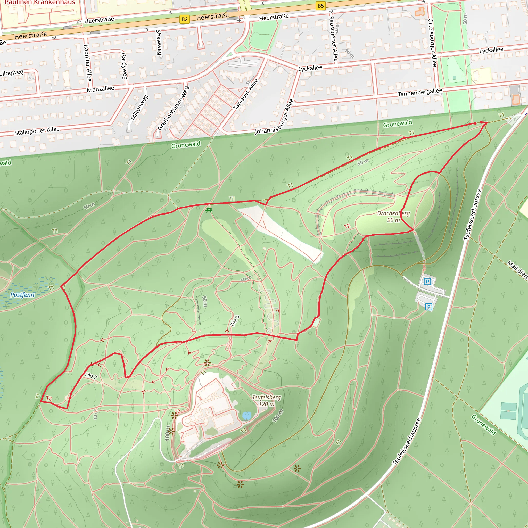 Kletterturm Teufelsberg and Drachenberg Loop mobile static map
