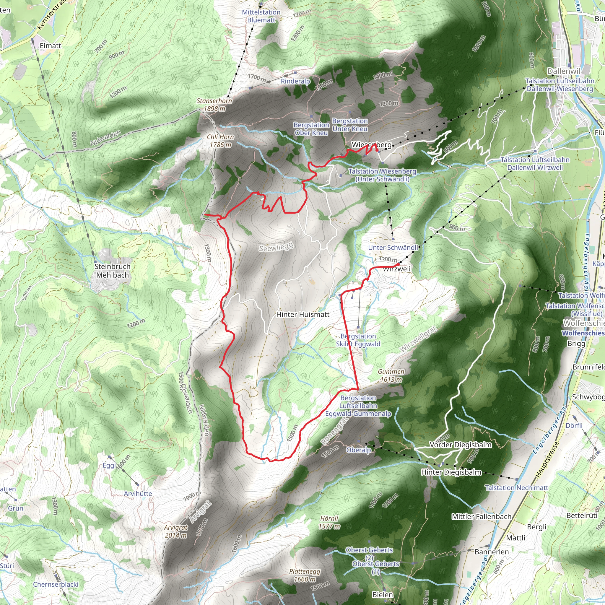 Wirzweli to Wiesenberg mobile static map