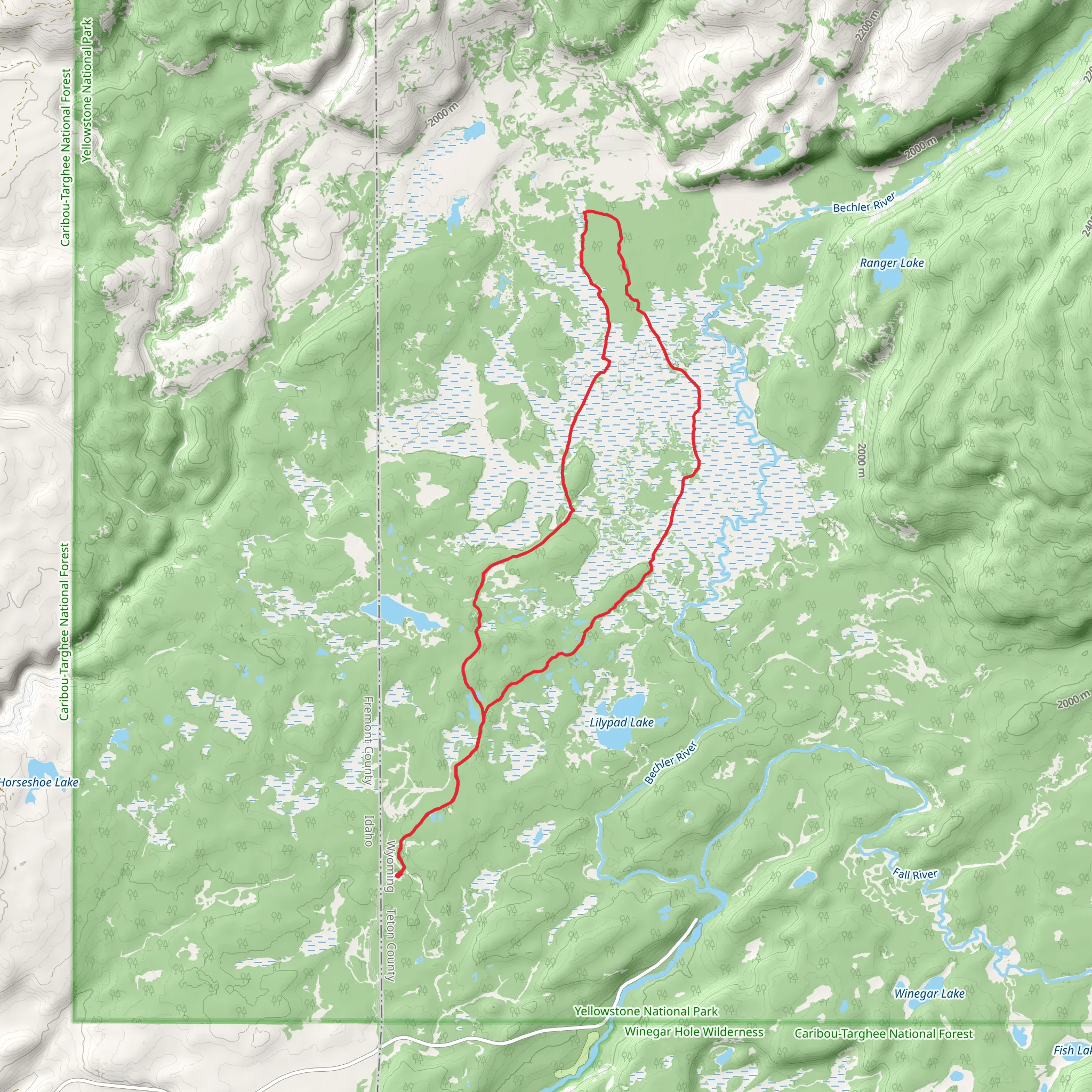 Bechler Meadows Loop Trail mobile static map