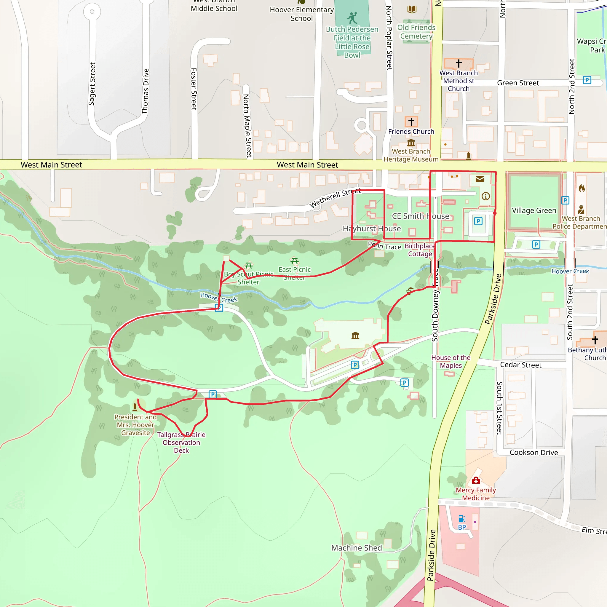 Herbert Hoover National Historic Site Loop mobile static map