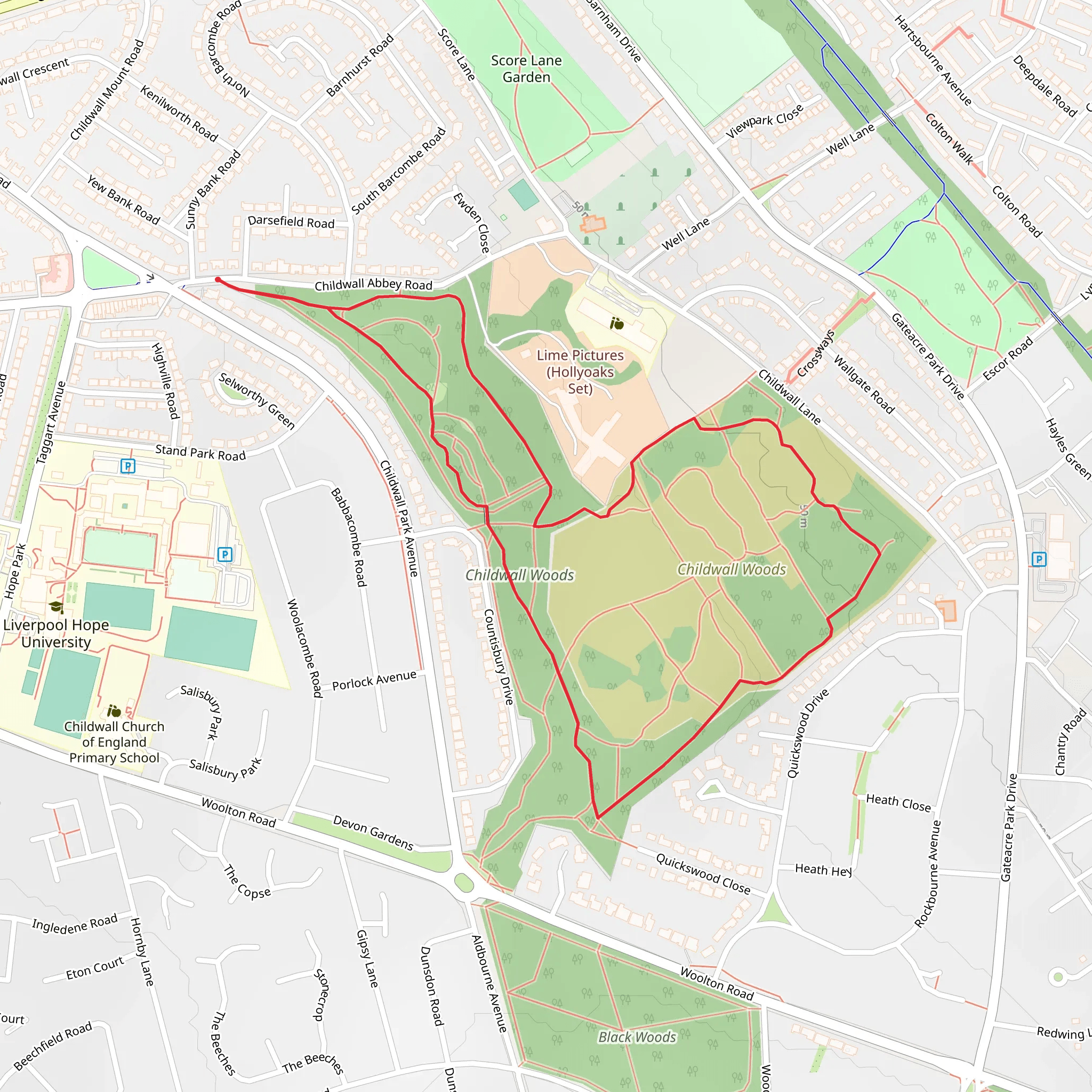Childwall Woods Loop mobile static map