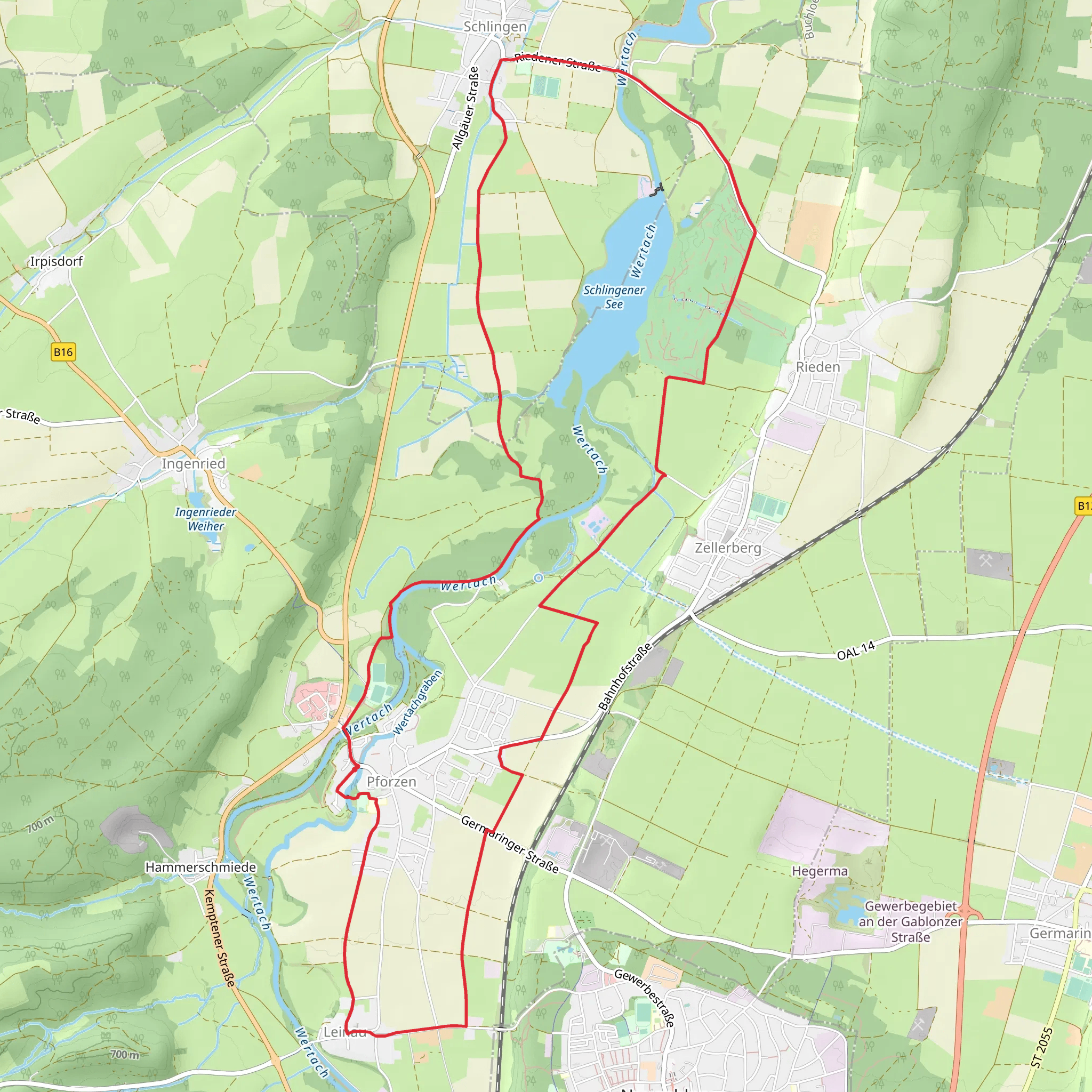 Pforzen Loop via Schlingener See mobile static map