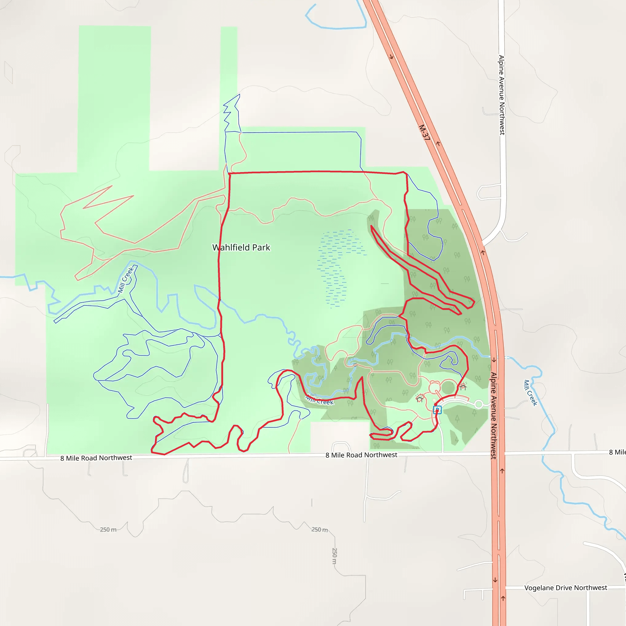 Wahlfield Park Loop mobile static map