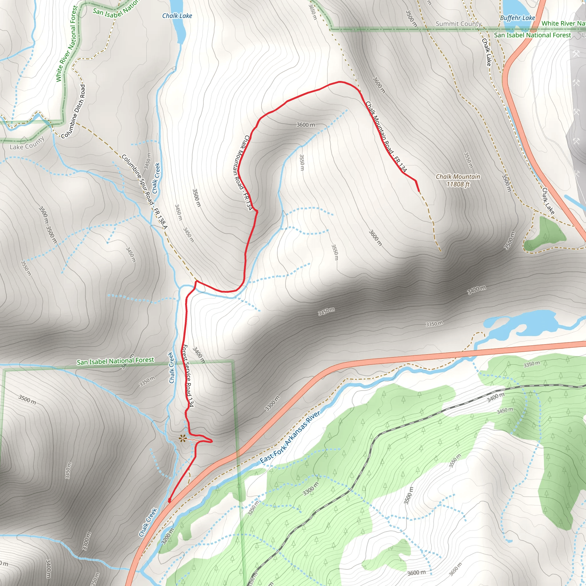 Chalk Mountain Out and Back mobile static map