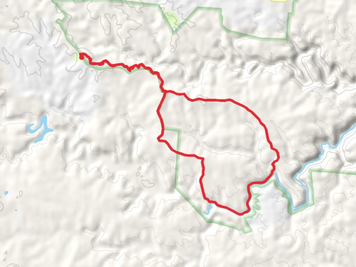 An image depicting the trail Tar Kiln Ridge, North White Oak Creek and Christian Cemetery Loop Trail and its surrounding area.