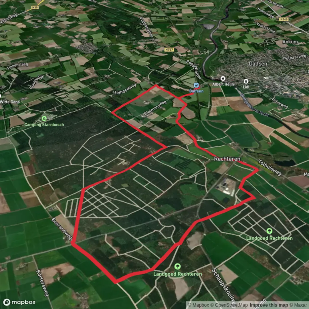 An image depicting the trail Rechterense Veld Loop and its surrounding area.