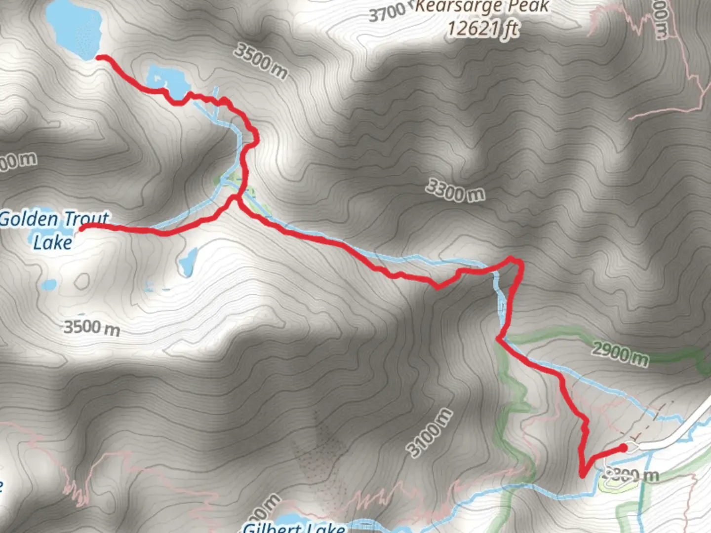An image depicting the trail Golden Trout Lakes Trail and its surrounding area.