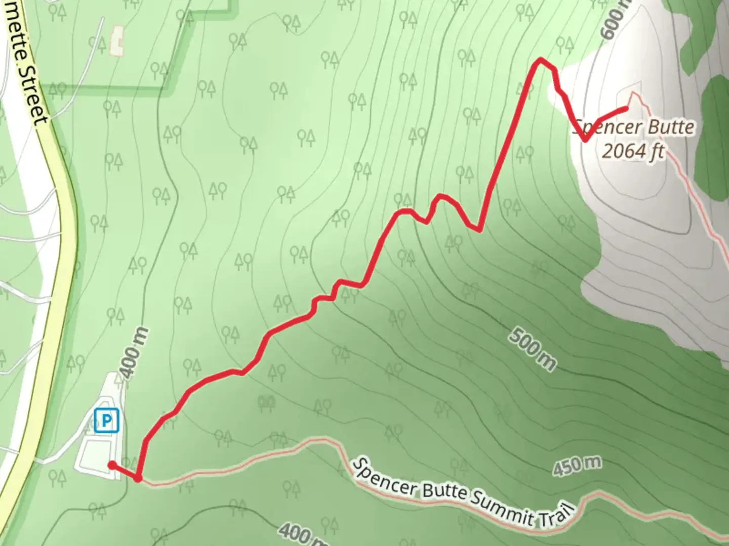 An image depicting the trail Spencer Butte and its surrounding area.