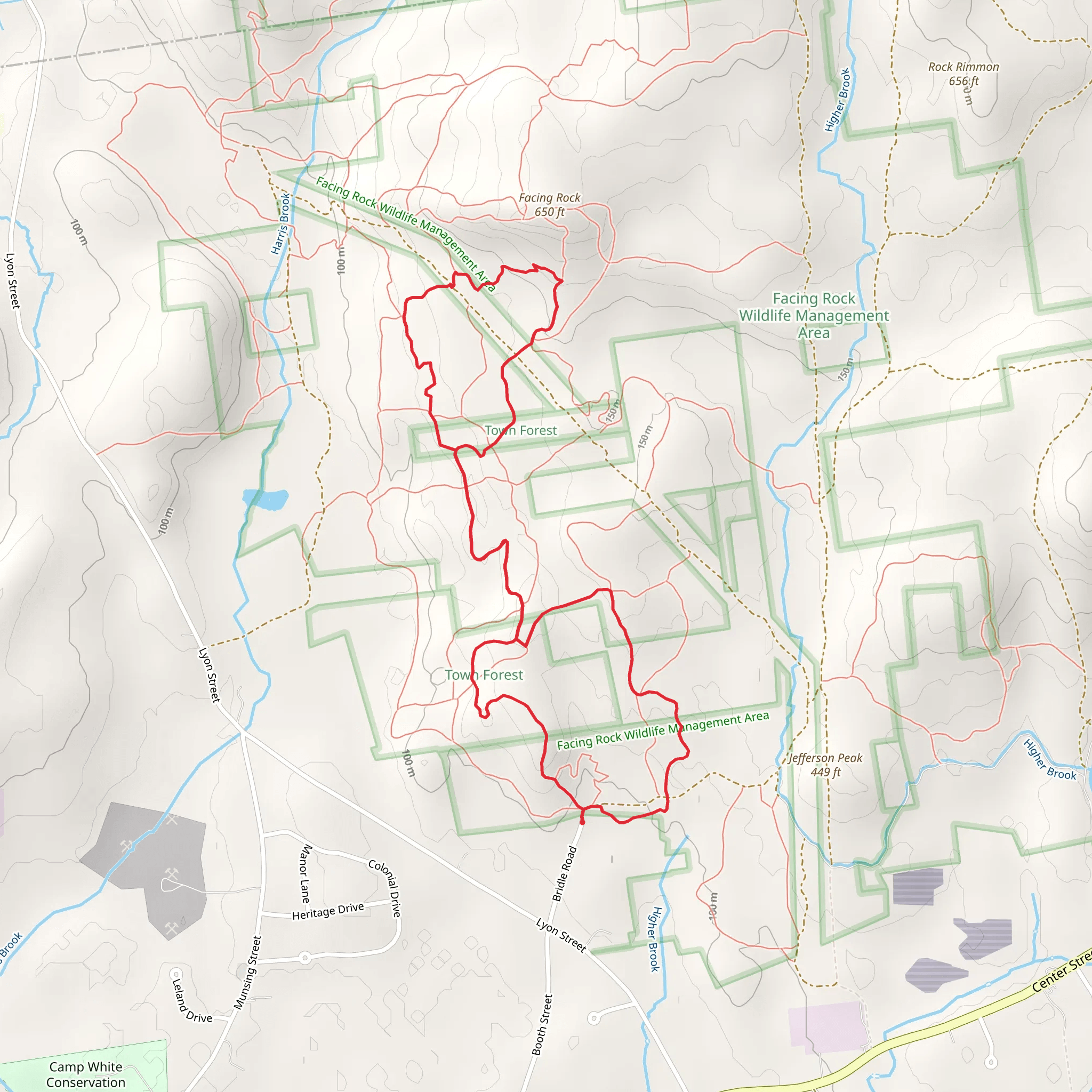 Town Forest Loop from Bridle Road mobile static map