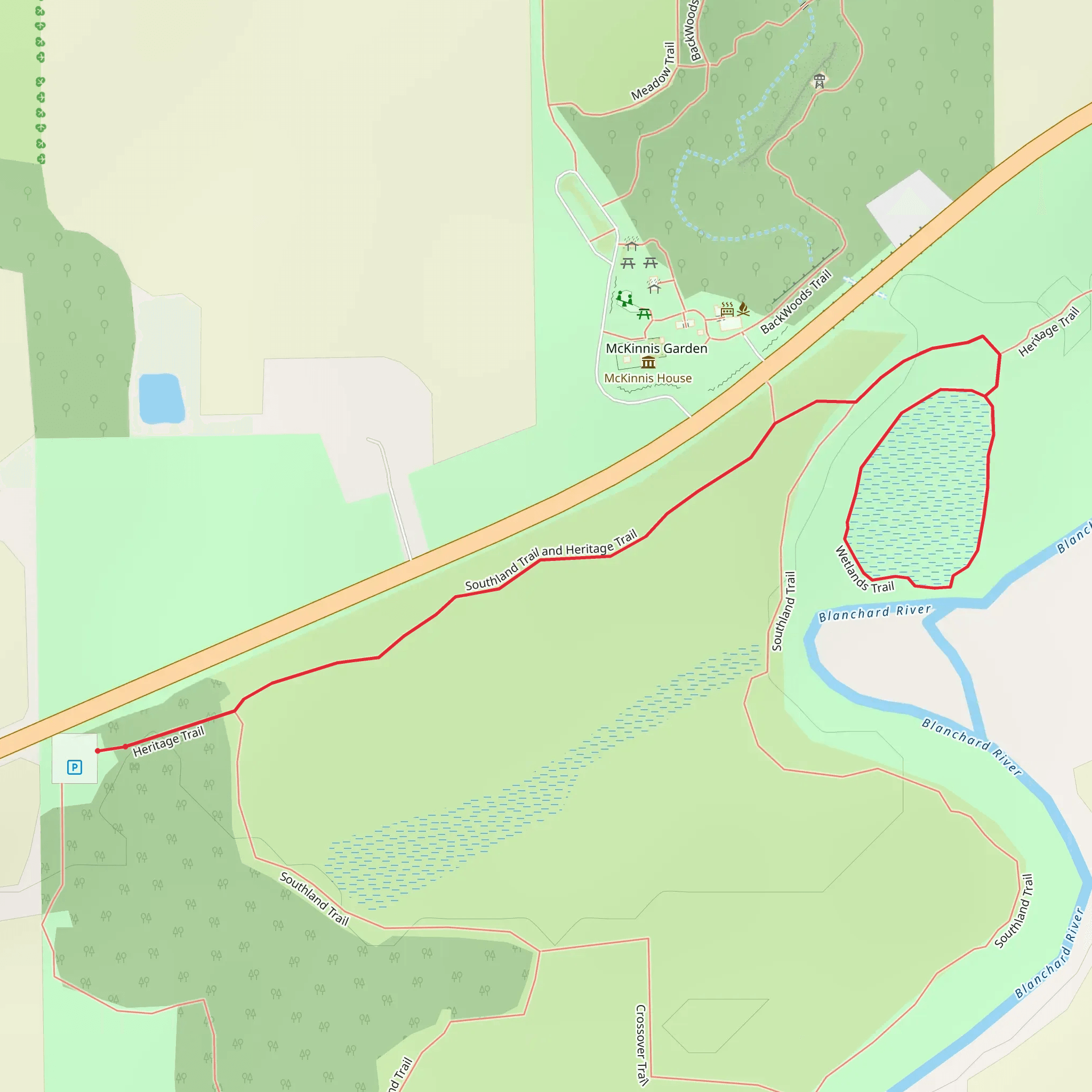 Southland Trail - Heritage Trail and Wetlands Trail mobile static map