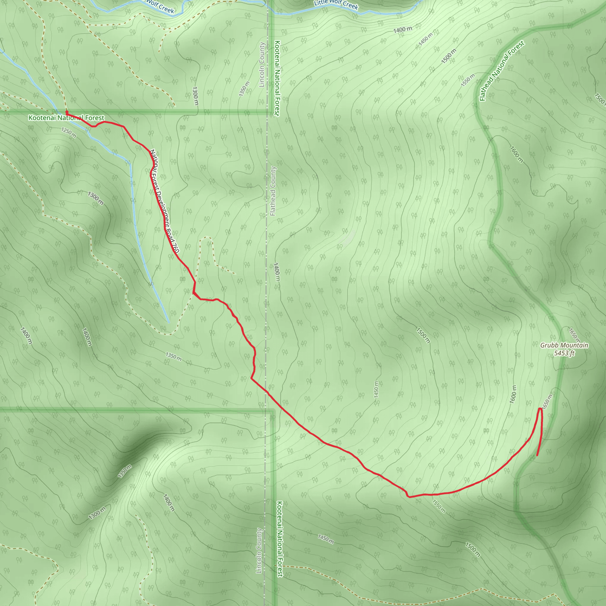 Grubb Mountain Trail mobile static map