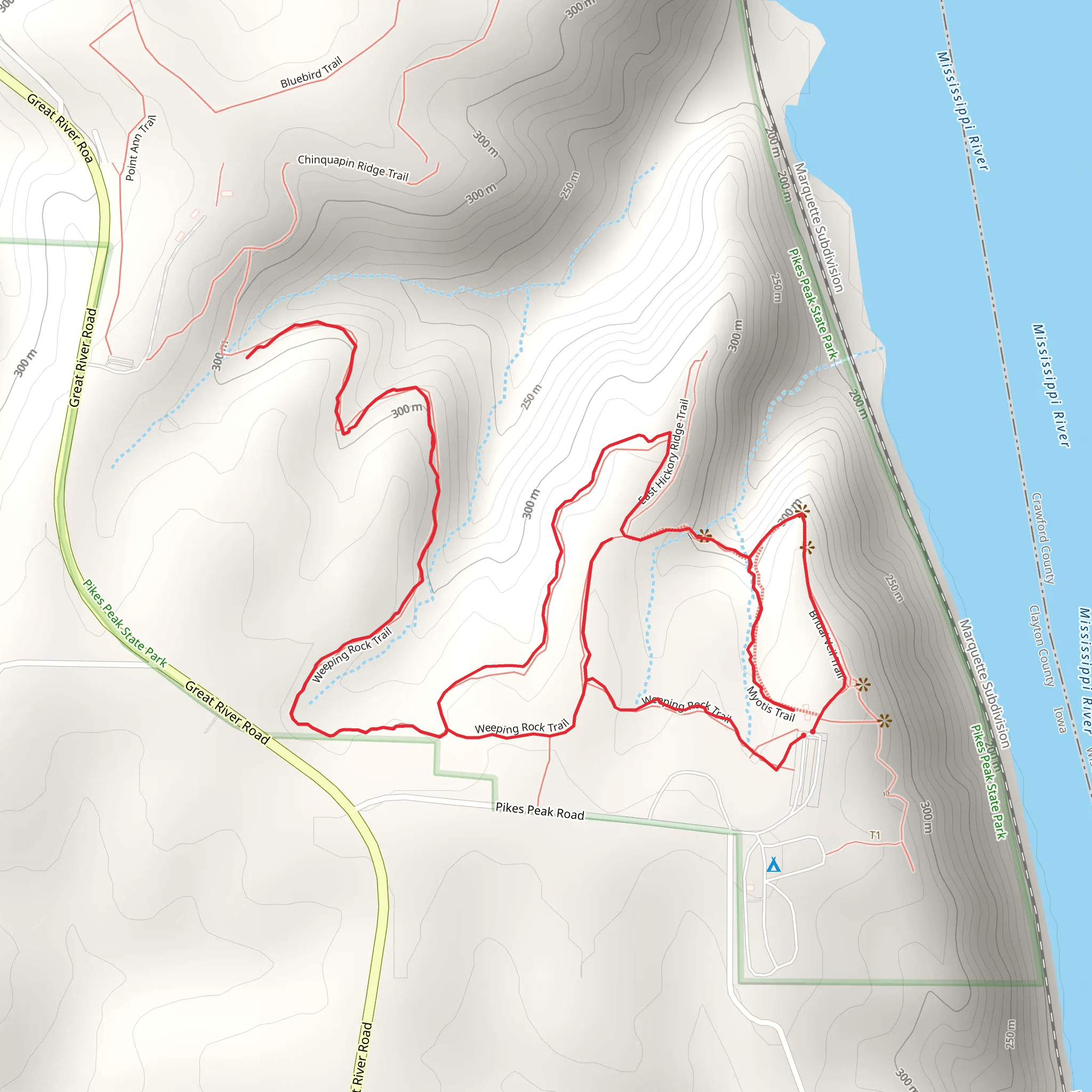 Bridal Veil Trail, Weeping Rock Trail Loop mobile static map
