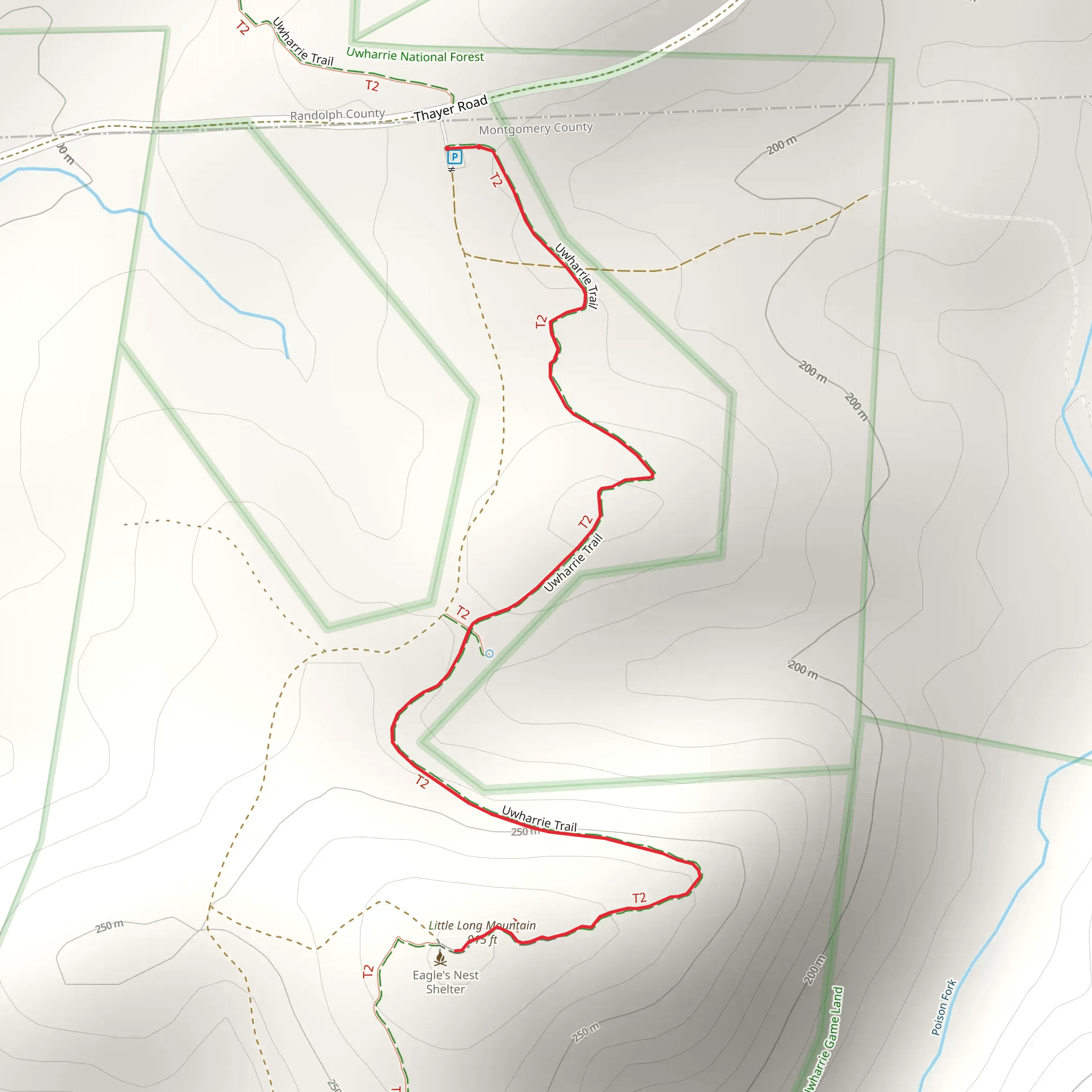 Little Long Mountain via Uwharrie Trail mobile static map