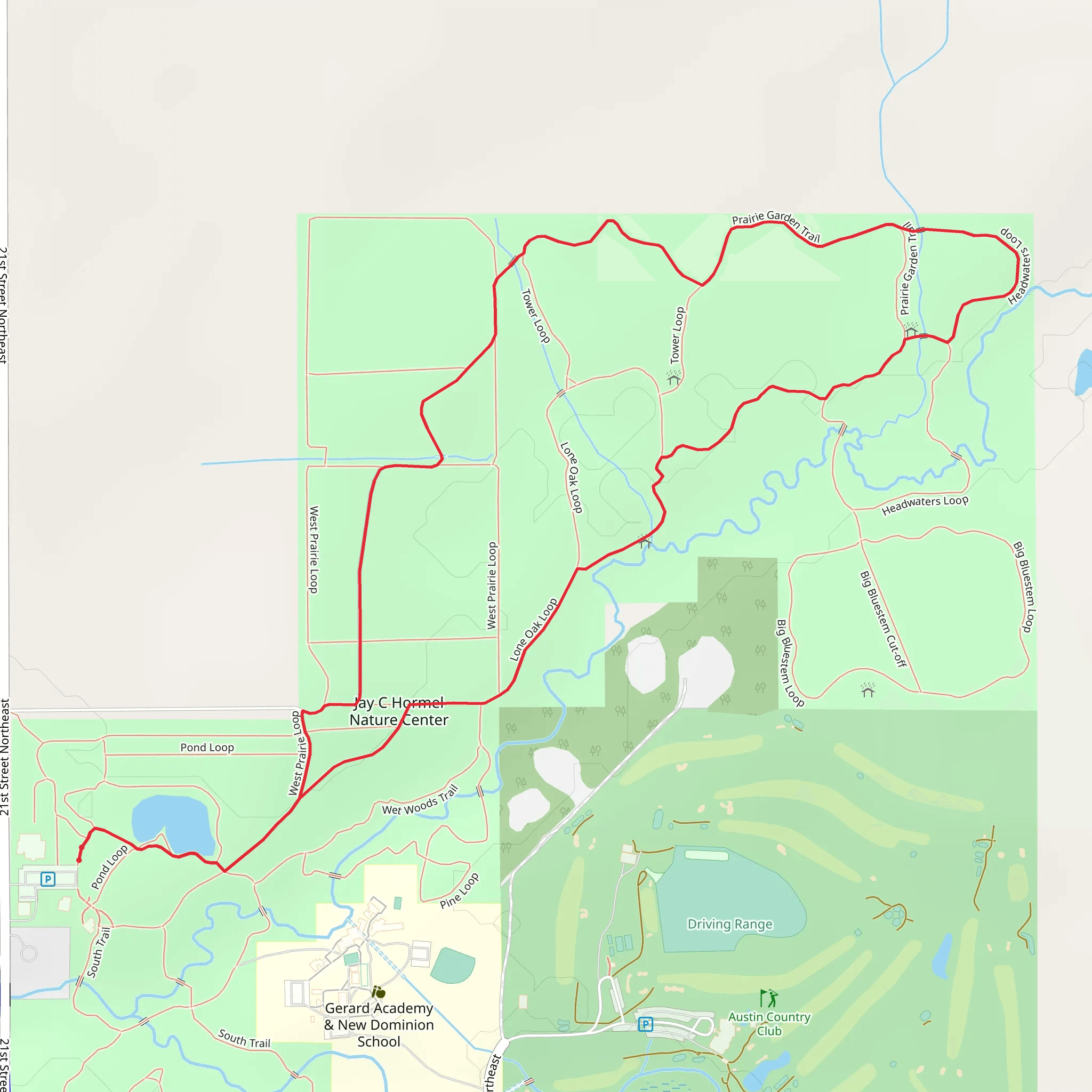 West Prairie, Prairie Garden Trail and Headwaters Loop mobile static map