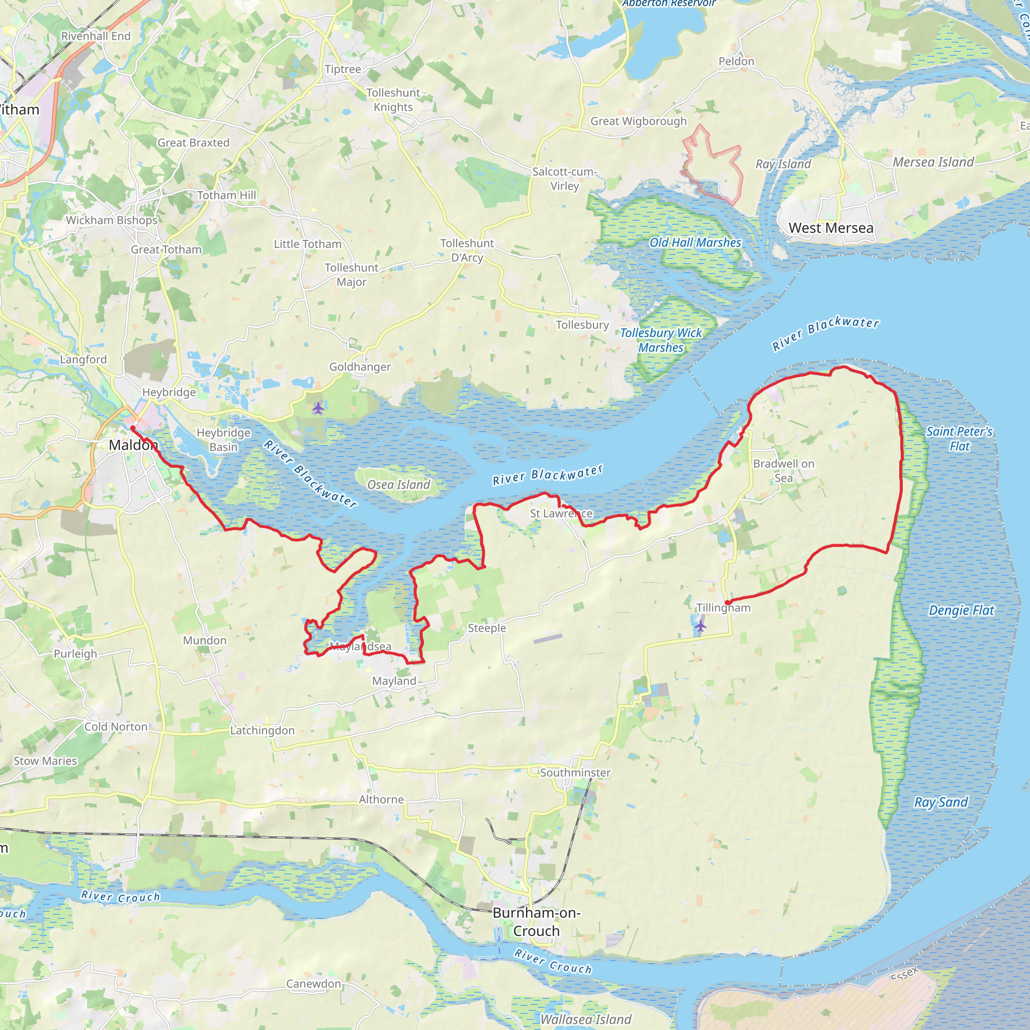 Lasso Essex - Bradwell - on - Sea to Maldon mobile static map