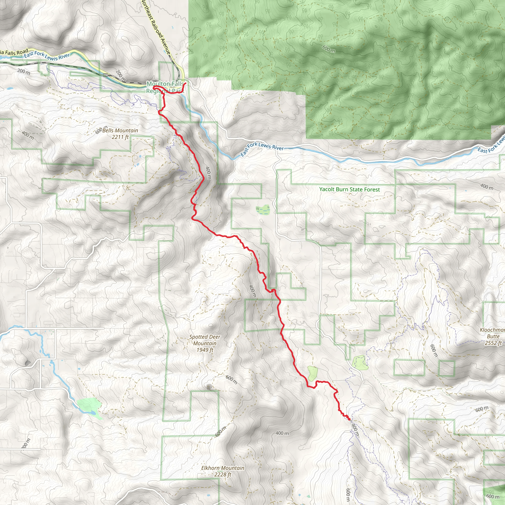 East Fork Lewis River via Bells Mountain Trail mobile static map